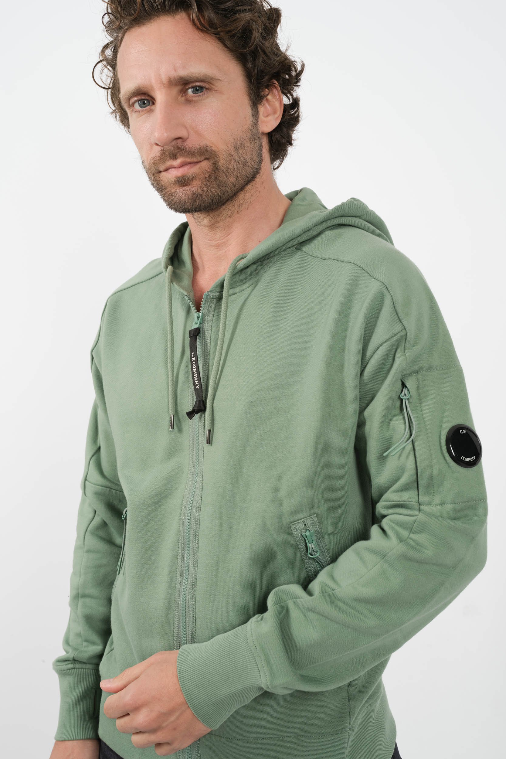 SWEAT C.P COMPANY CAPUCHE ZIPPE HUBLOT VERT S400A-626