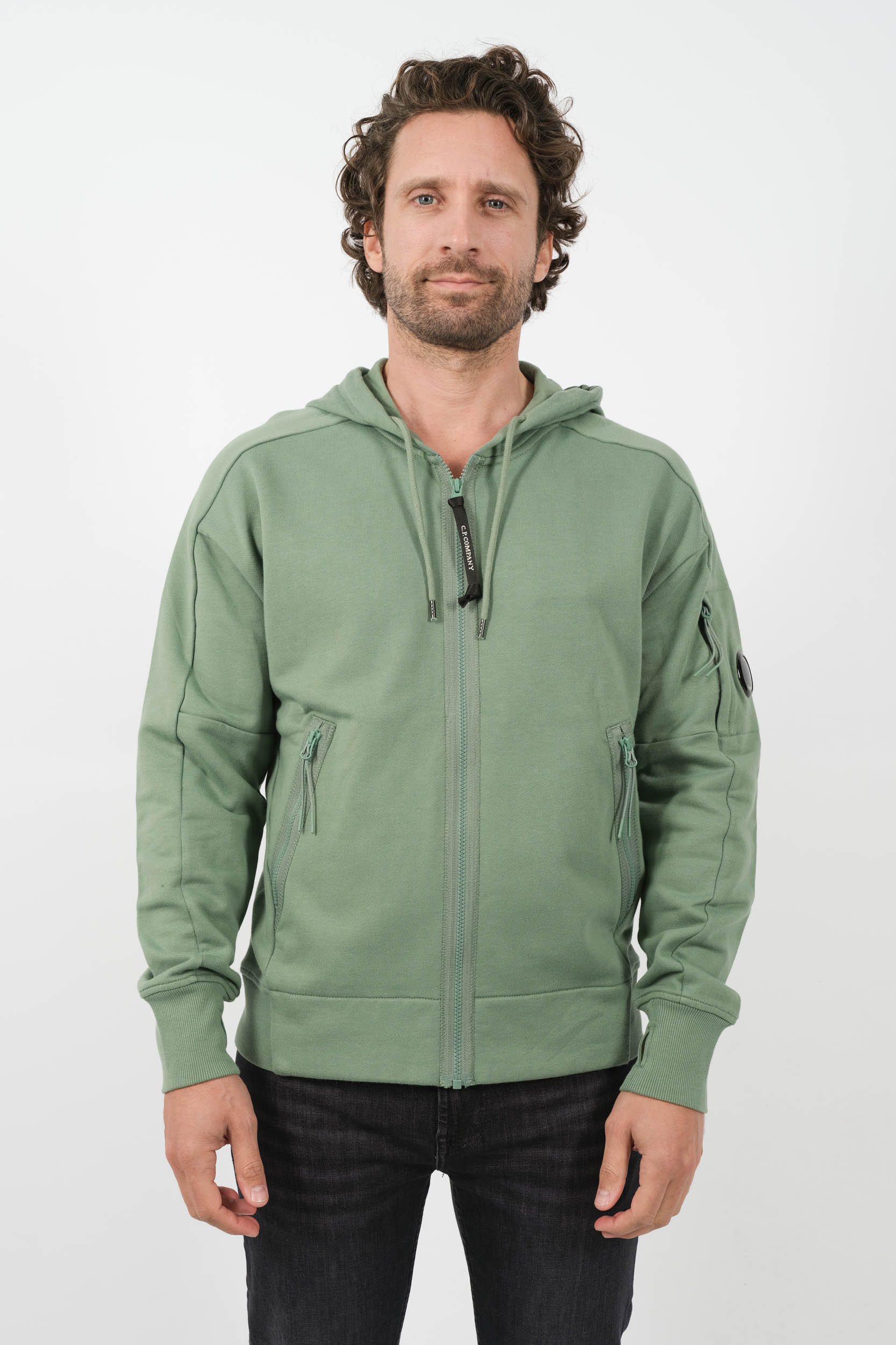 SWEAT C.P COMPANY CAPUCHE ZIPPE HUBLOT VERT S400A-626