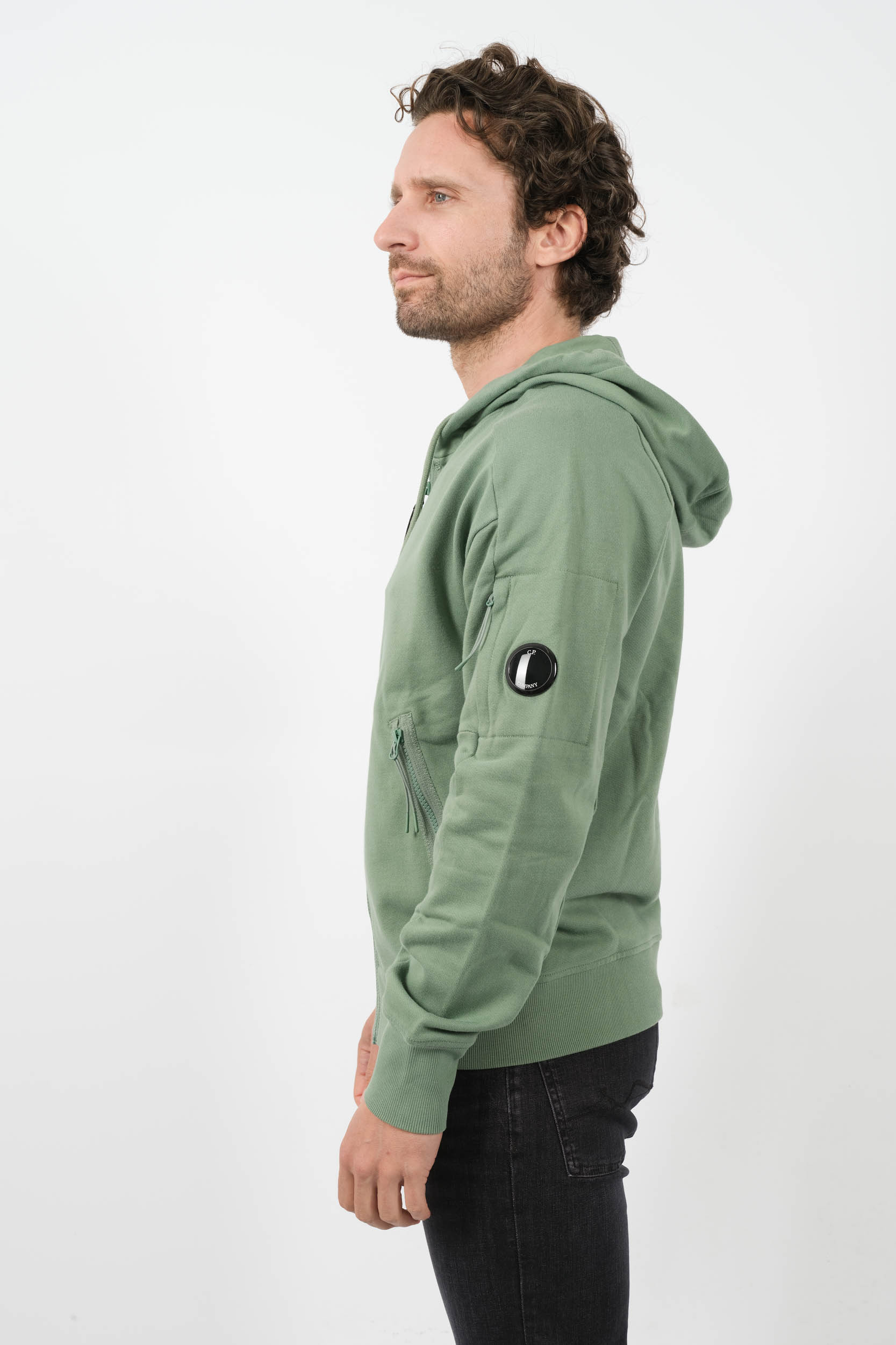 SWEAT C.P COMPANY CAPUCHE ZIPPE HUBLOT VERT S400A-626
