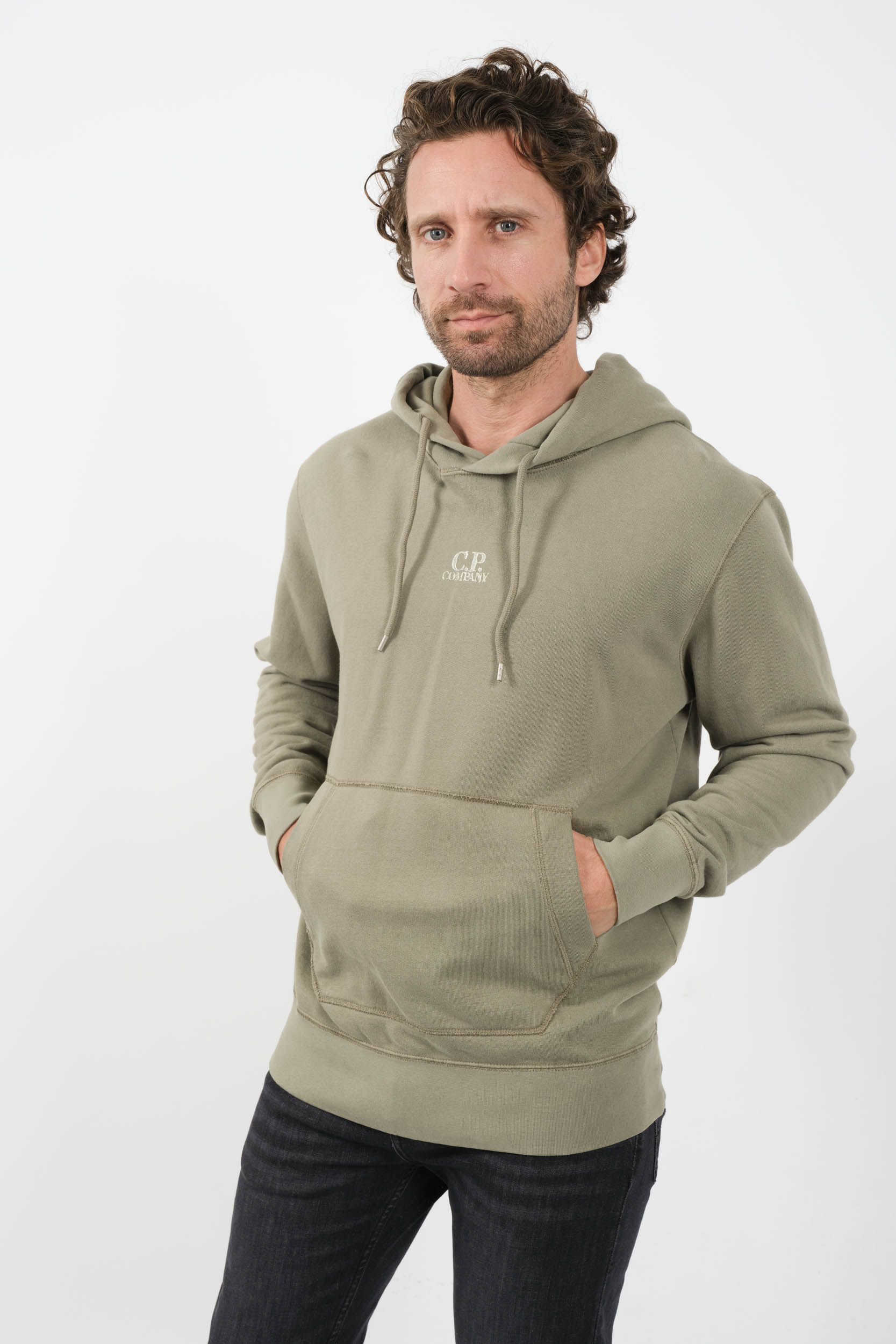 SWEAT C.P COMPANY CAPUCHE IMPRIME VERT S305A-627