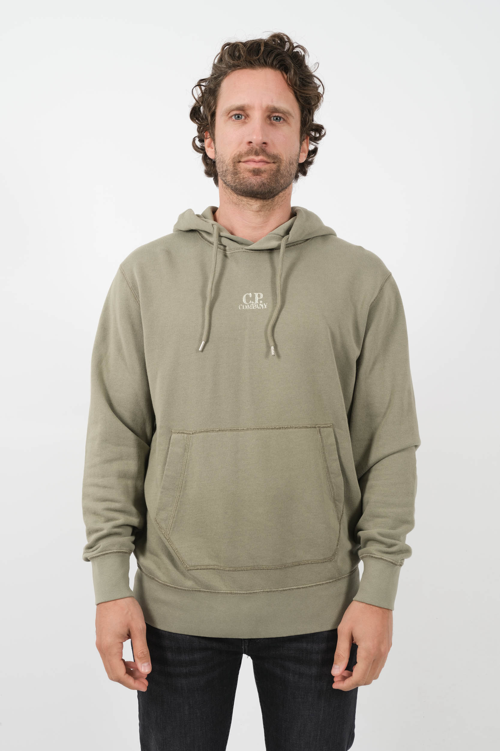 SWEAT C.P COMPANY CAPUCHE IMPRIME VERT S305A-627