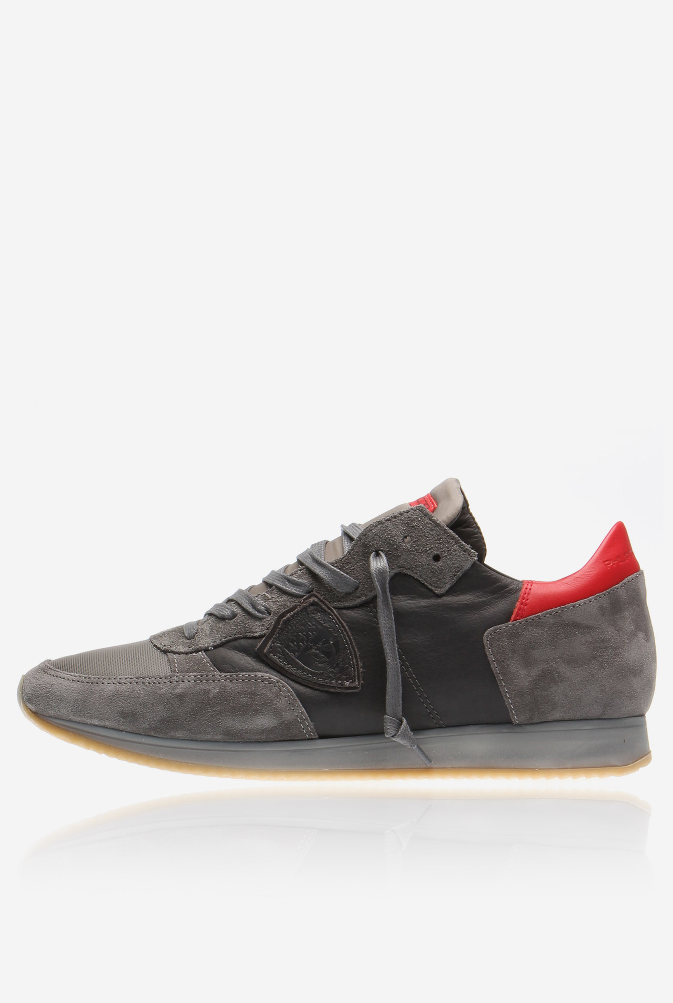 BASKETS PHILIPPE MODEL TROPEZ LOW UOMO MONDIAL GRIS ROUGE TRLU-WZ25