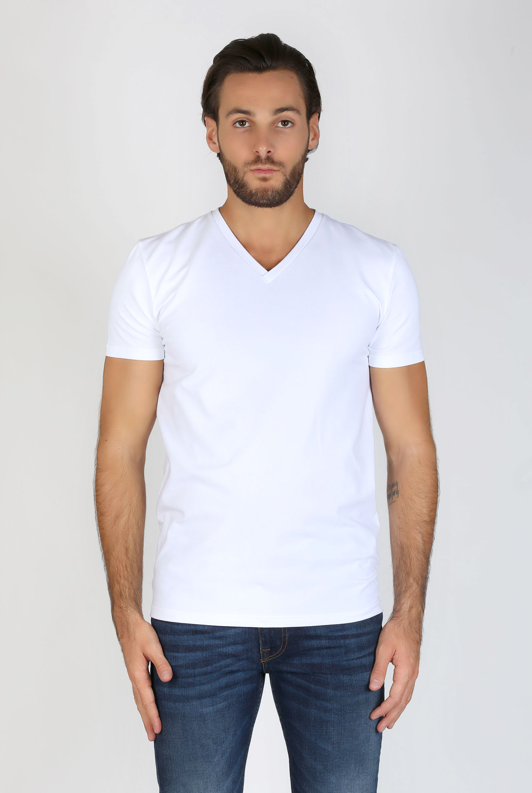 T SHIRT COL V FILIPPA K BLANC MAN SOFT LYCRA TEE 10704-1009