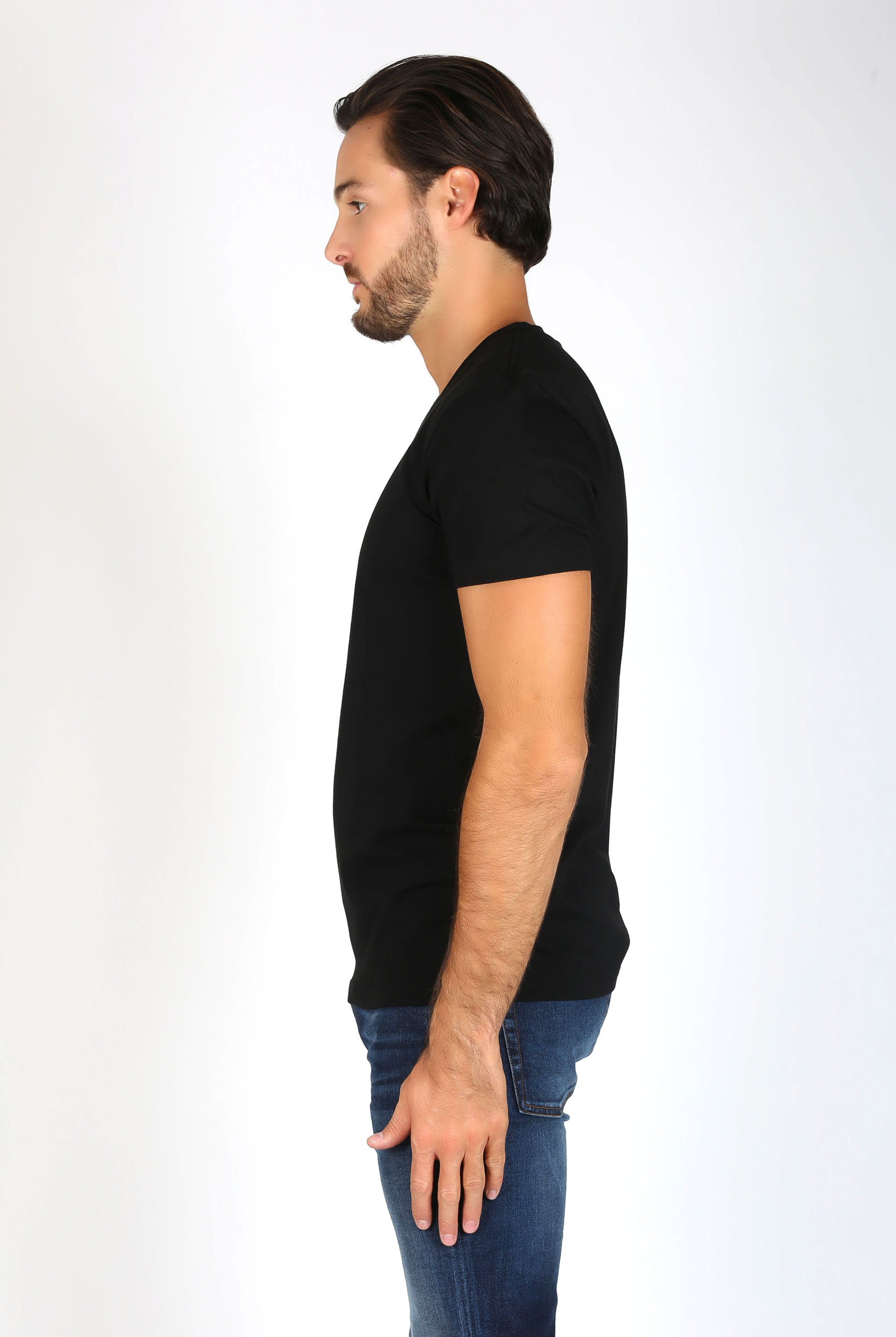 T SHIRT COL V FILIPPA K NOIR MAN SOFT LYCRA TEE BLACK 10704-1433