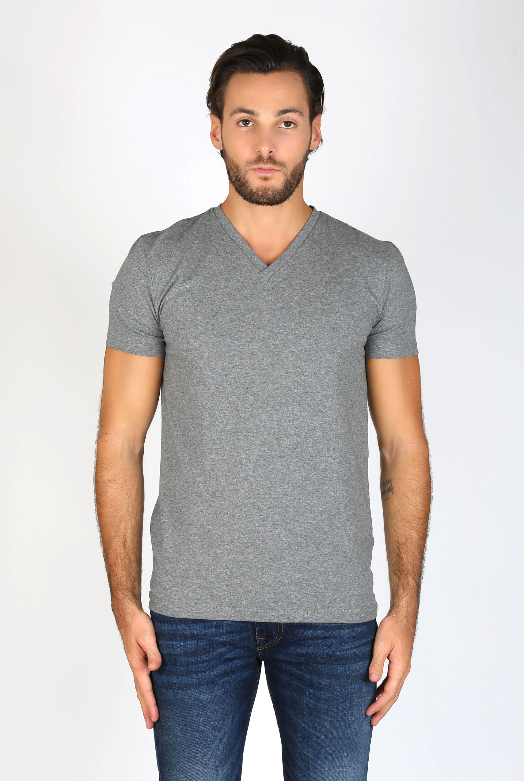 T SHIRT COL V FILIPPA K GRIS MAN SOFT LYCRA TEE GRIS 10704-1448