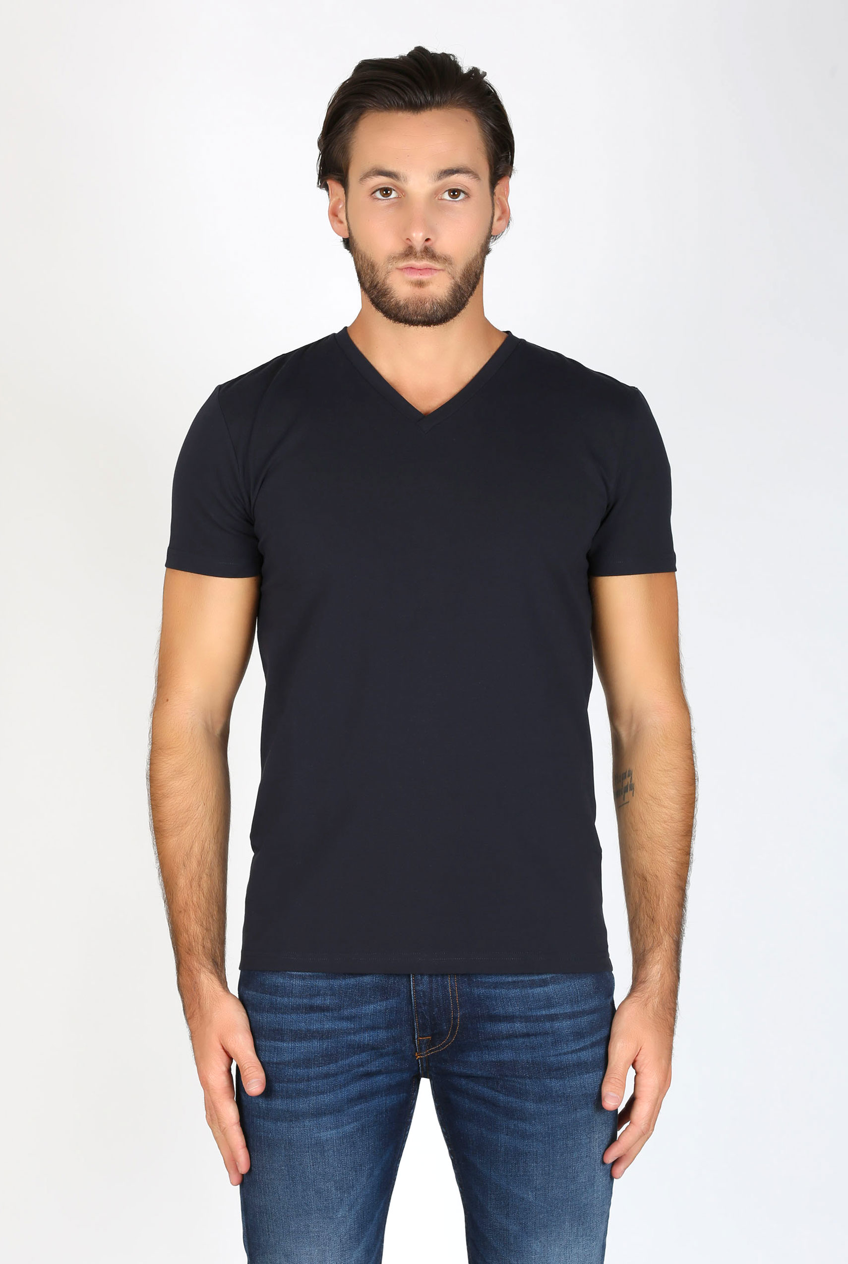 T SHIRT COL V FILIPPA K MARINE MAN SOFT LYCRA TEE MARINE 10704-2830