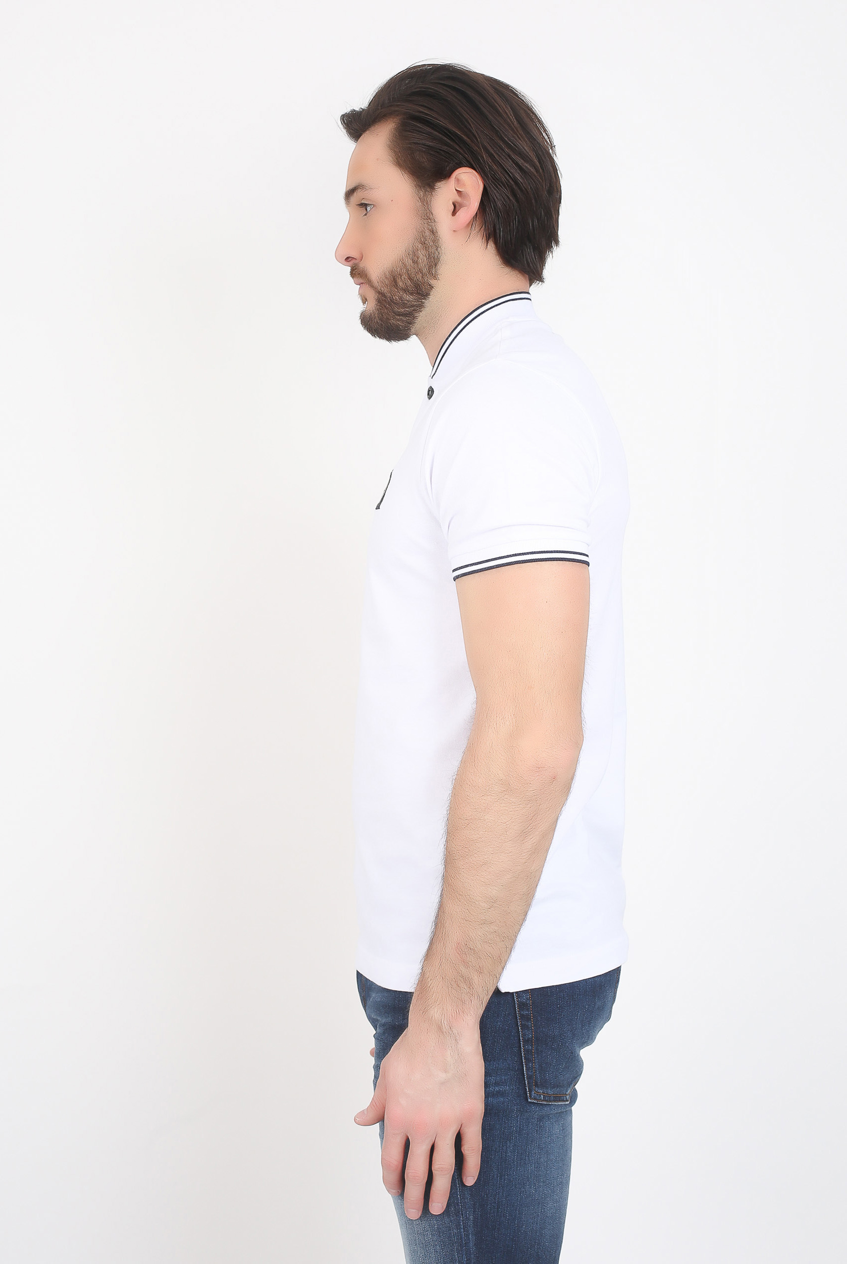 POLO COL OFFICIER STONE ISLAND BLANC 681521518-V0001