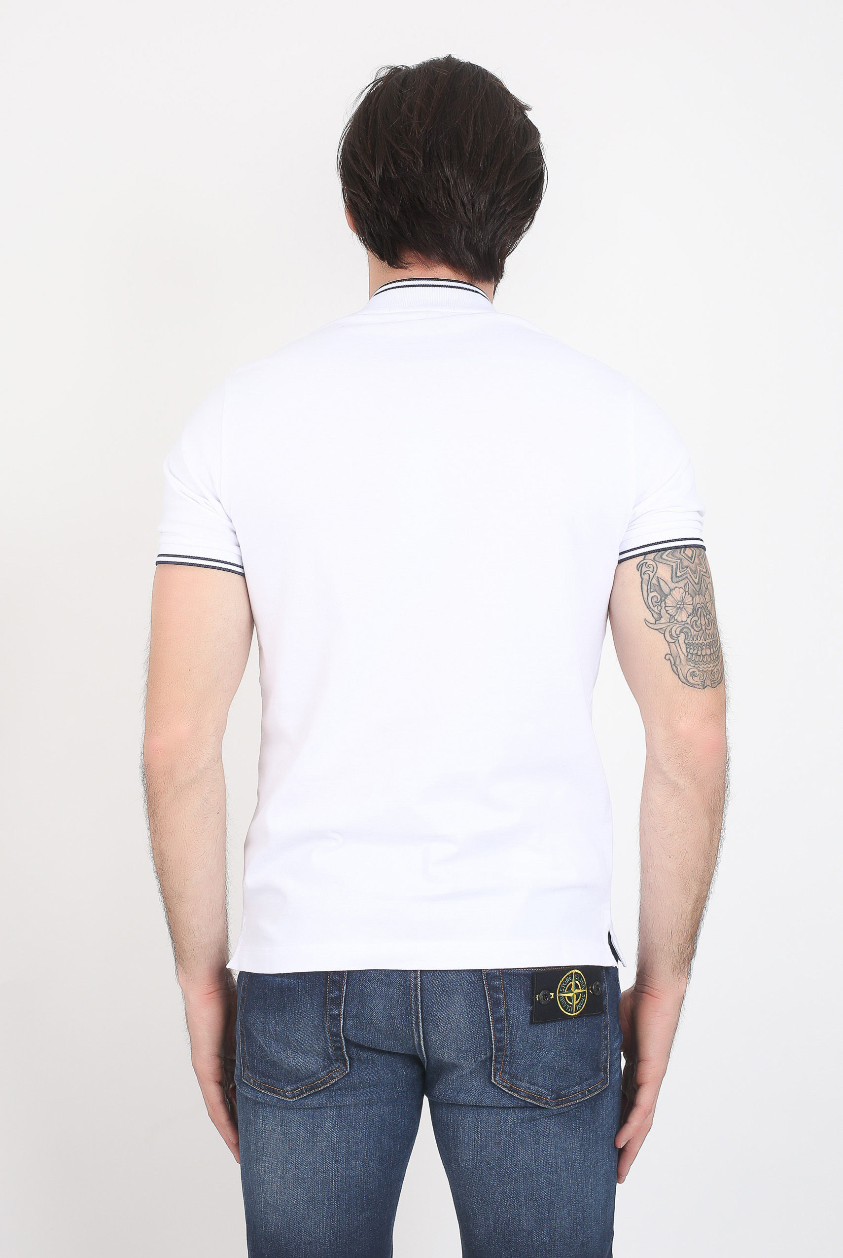 POLO COL OFFICIER STONE ISLAND BLANC 681521518-V0001