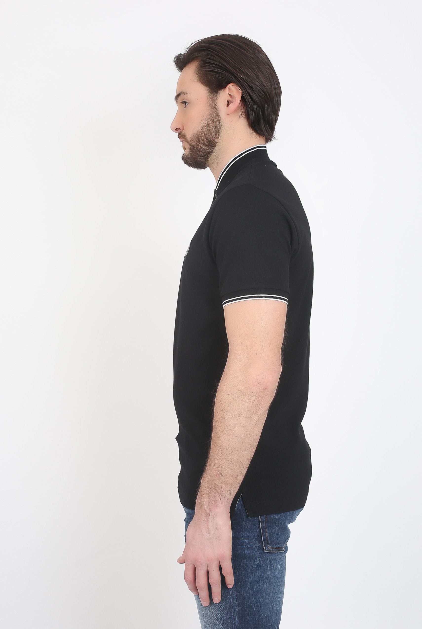 POLO COL OFFICIER STONE ISLAND NOIR 681521518-V0029