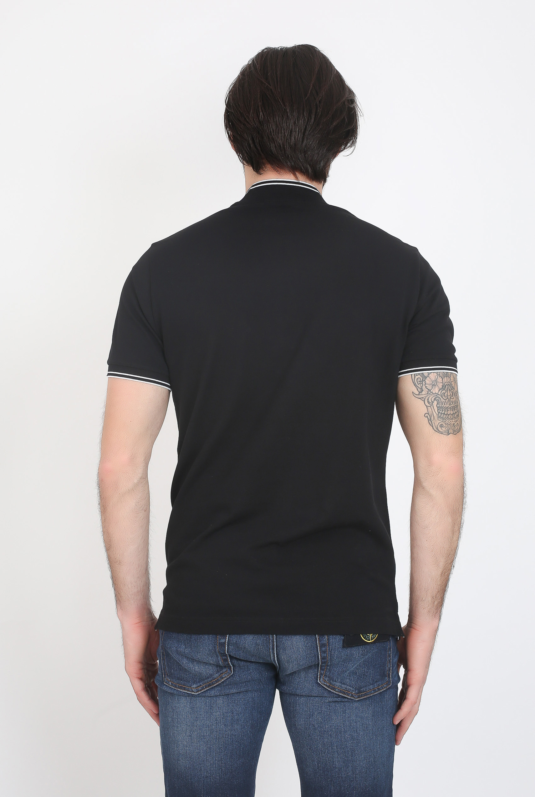 POLO COL OFFICIER STONE ISLAND NOIR 681521518-V0029