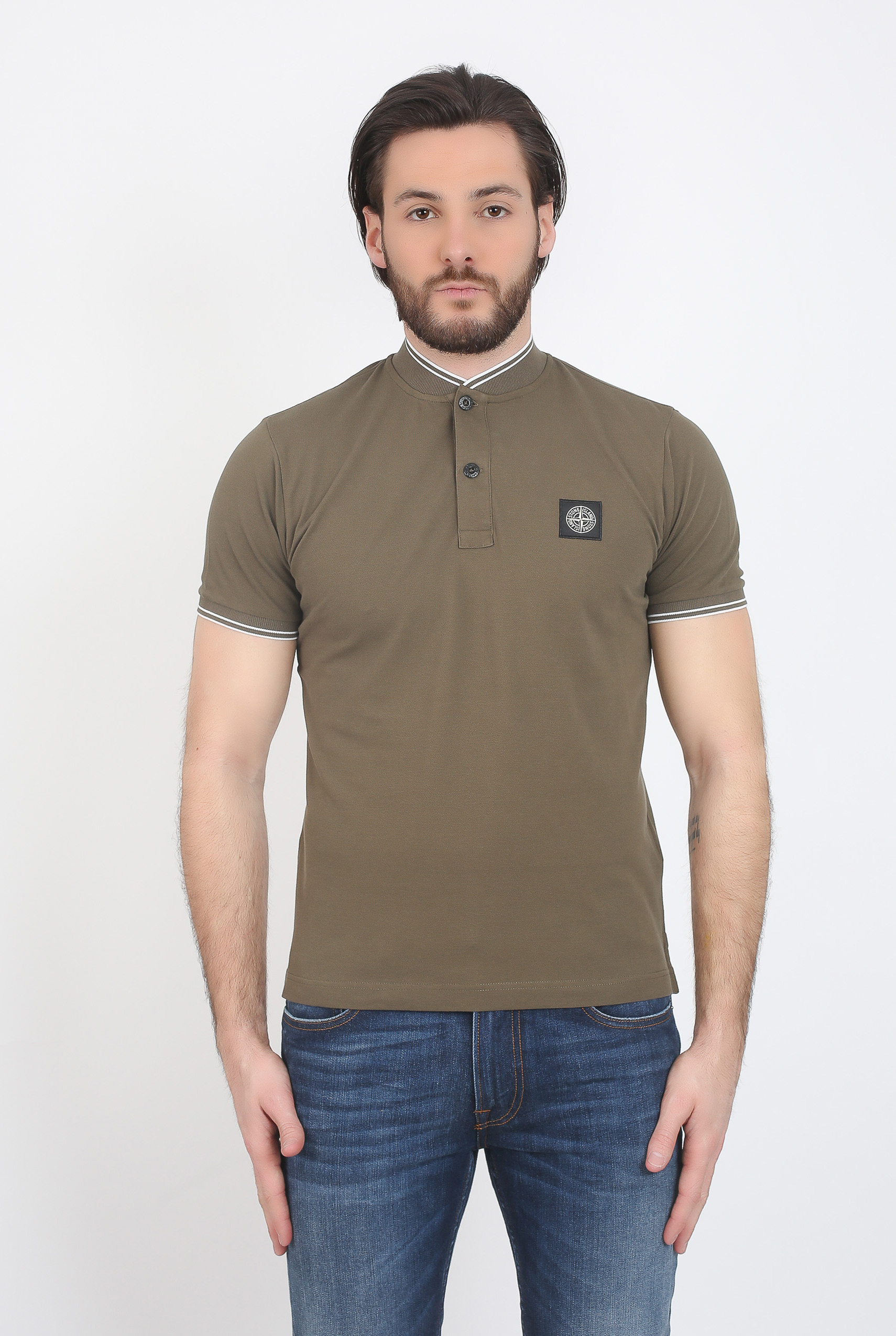 POLO COL OFFICIER STONE ISLAND KAKI 681521518-V0054