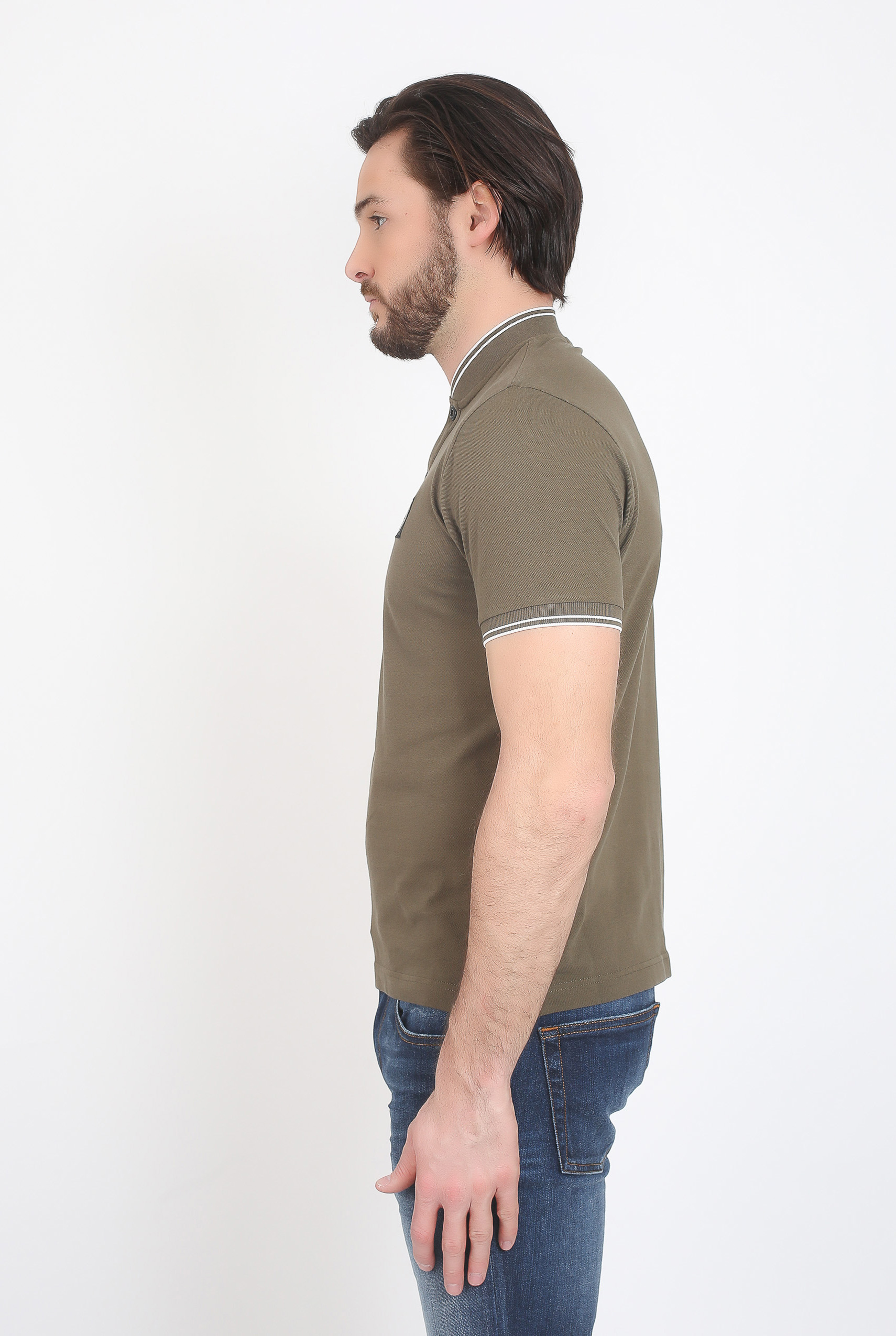 POLO COL OFFICIER STONE ISLAND KAKI 681521518-V0054