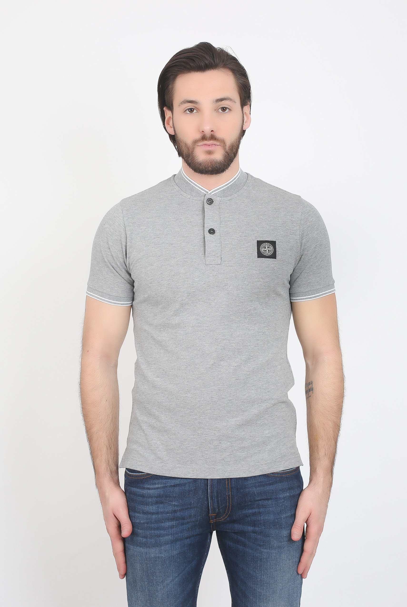 POLO COL OFFICIER STONE ISLAND GRIS 681521518-V1064