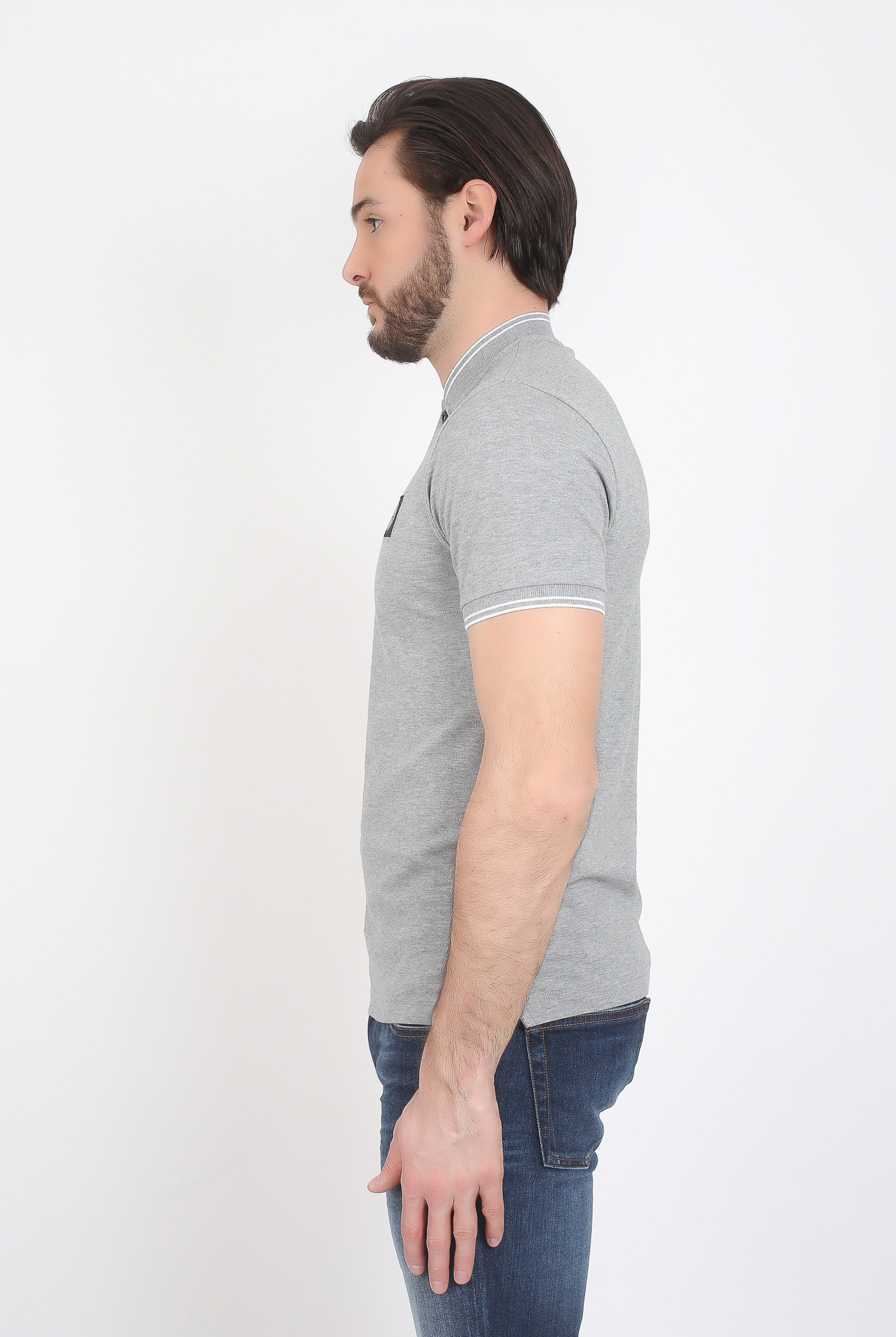 POLO COL OFFICIER STONE ISLAND GRIS 681521518-V1064