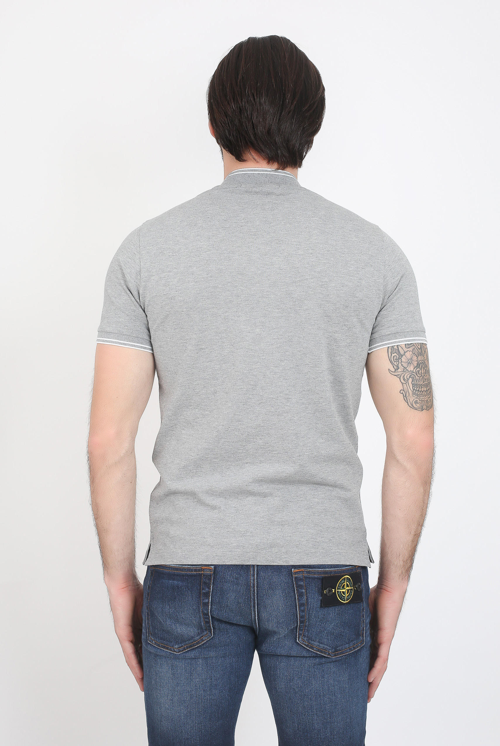 POLO COL OFFICIER STONE ISLAND GRIS 681521518-V1064