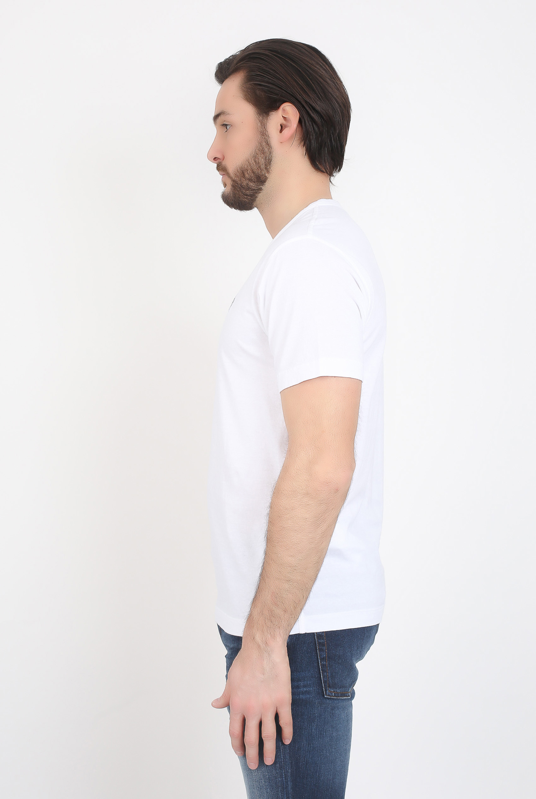 T-SHIRT COL V STONE ISLAND BLANC 681522457-V0001