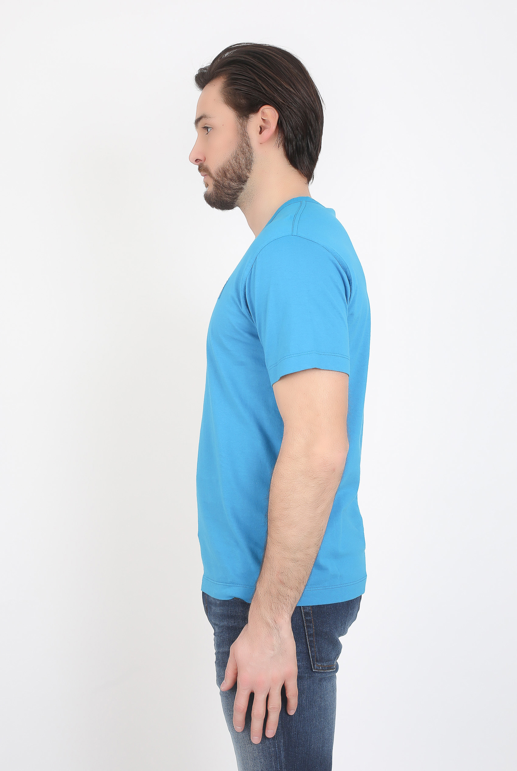 T-SHIRT COL V STONE ISLAND TURQUOISE 681522457-V0023