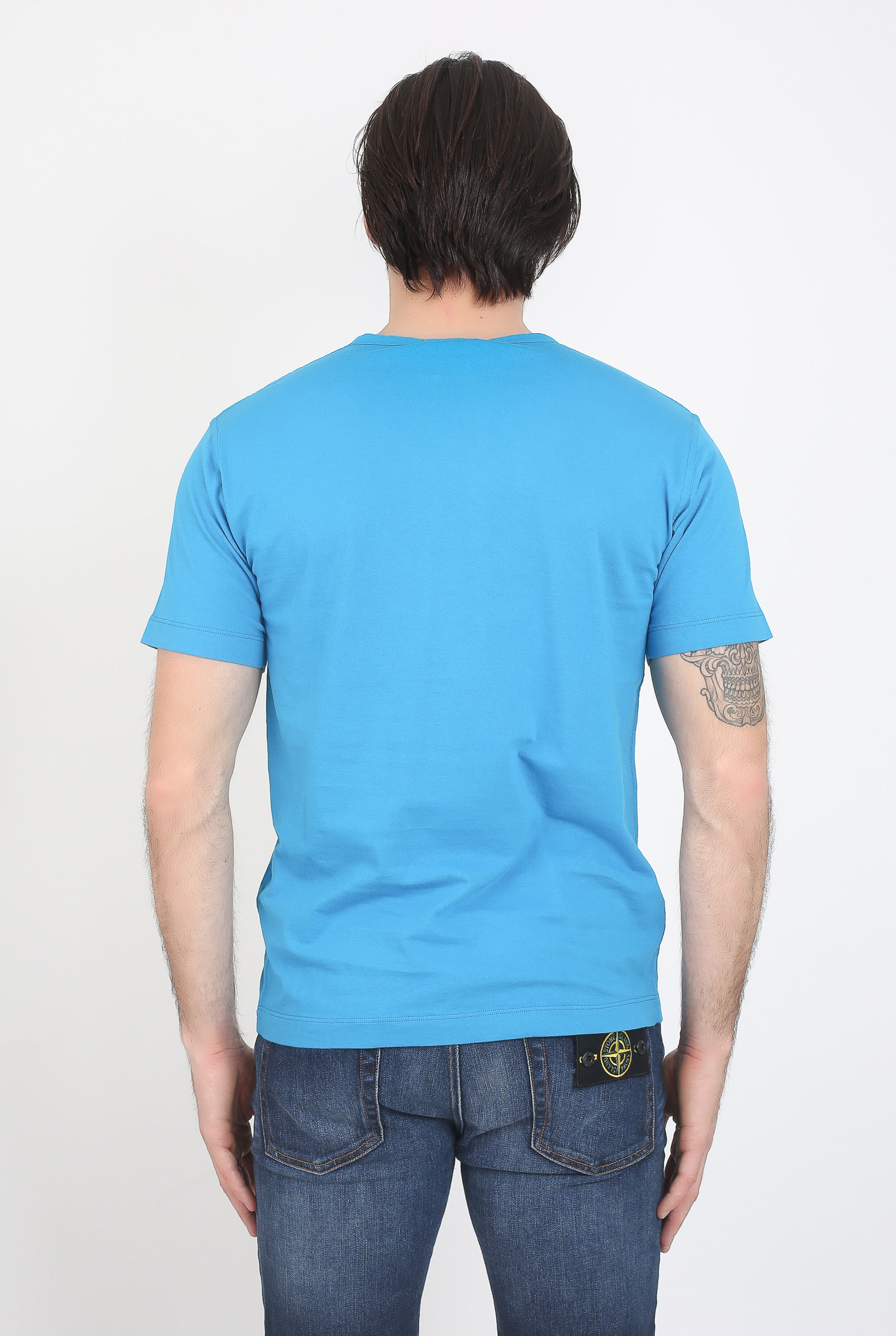 T-SHIRT COL V STONE ISLAND TURQUOISE 681522457-V0023