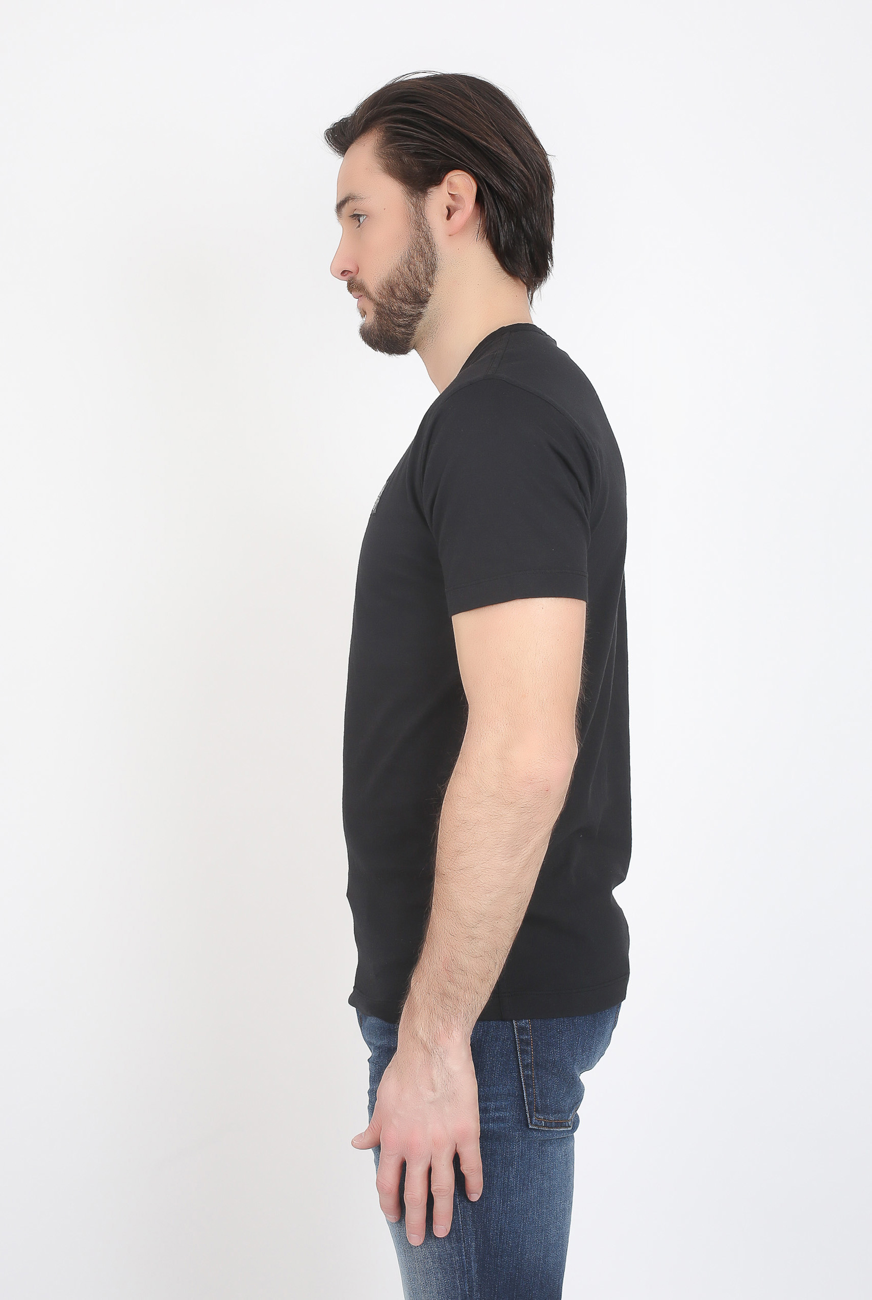 T-SHIRT COL V STONE ISLAND NOIR 681522457-V0029