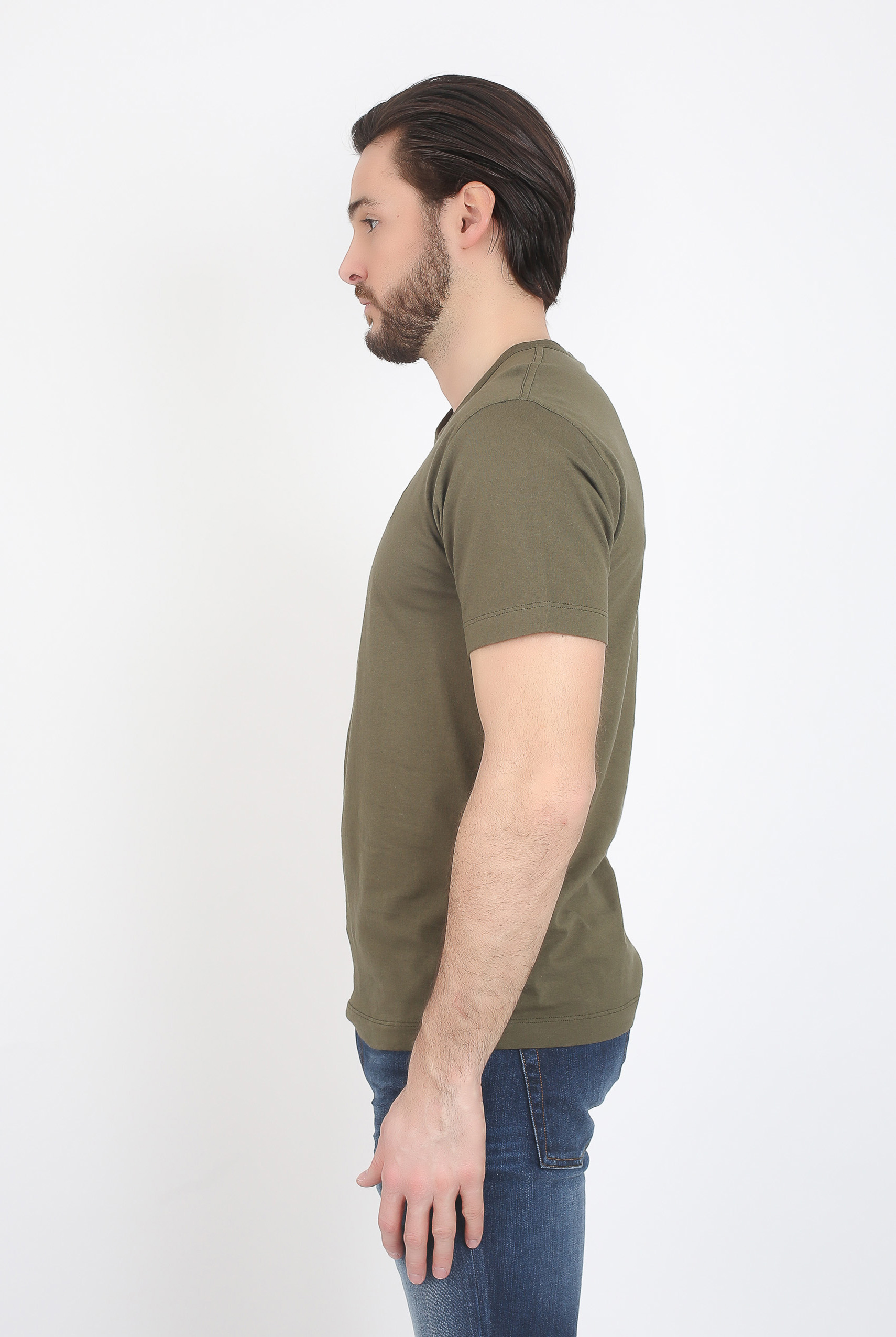 T-SHIRT COL V STONE ISLAND KAKI 681522457-V0054