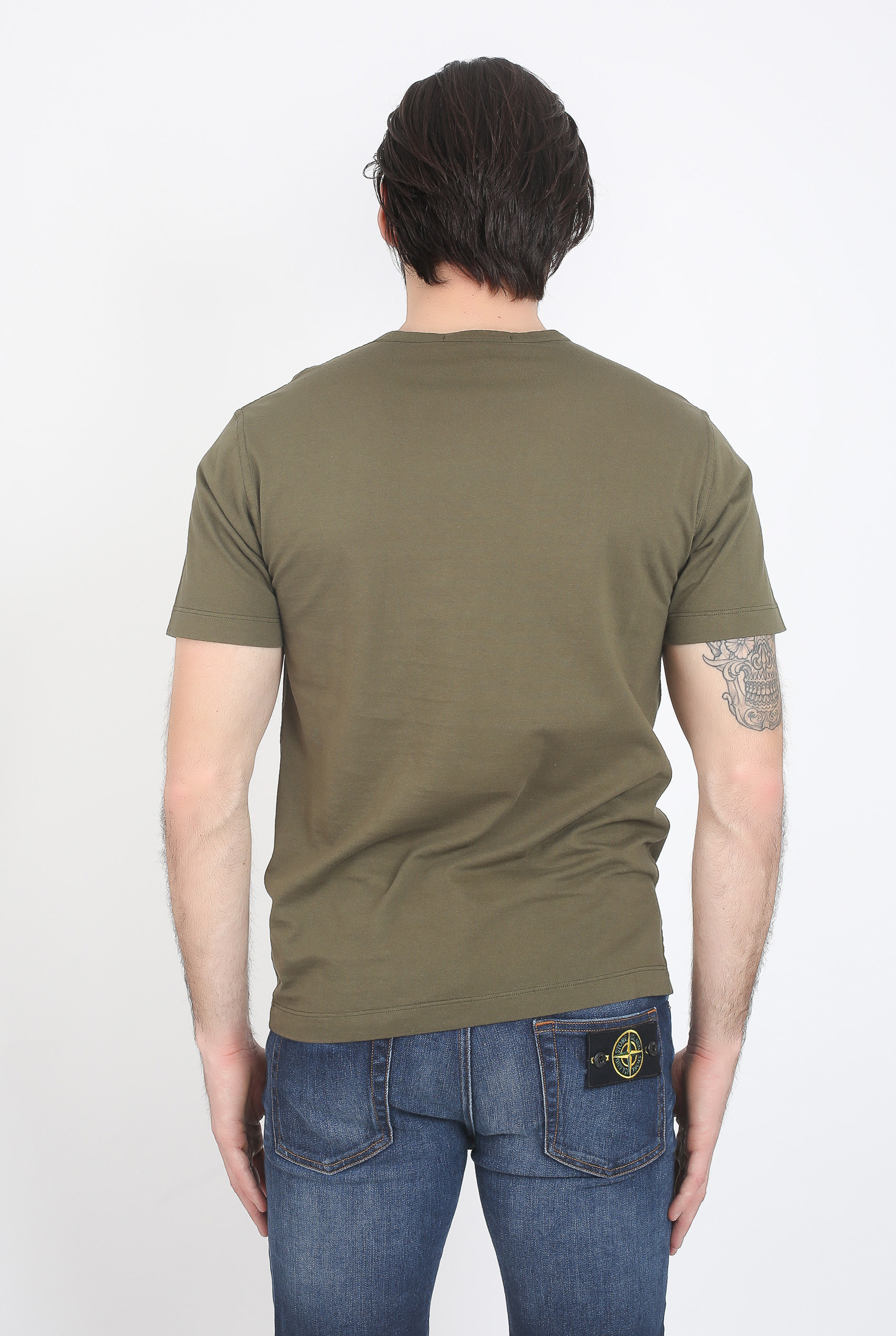 T-SHIRT COL V STONE ISLAND KAKI 681522457-V0054