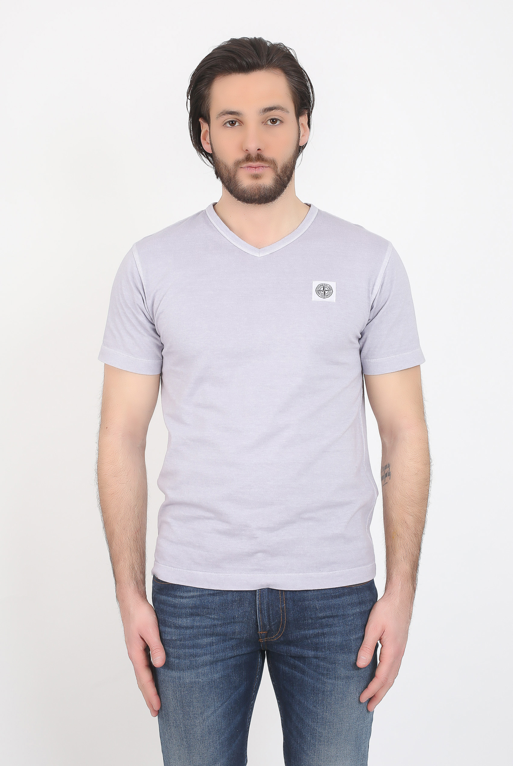 T-SHIRT COL V STONE ISLAND LAVANDE 681522457-V0147