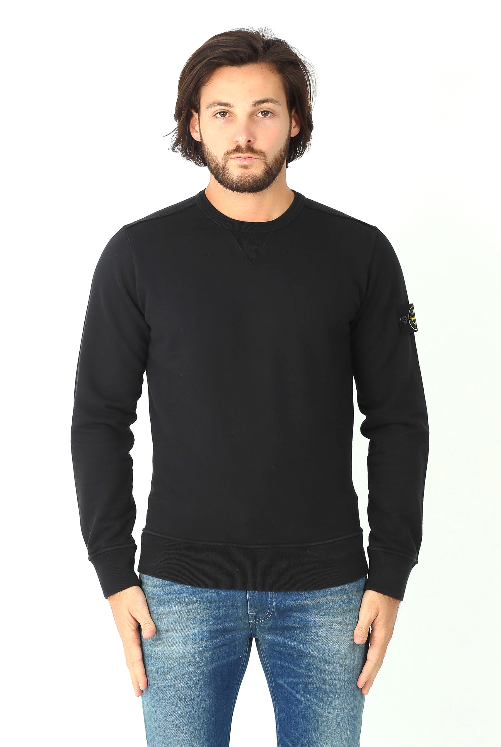 SWEAT STONE ISLAND NOIR 681562740-V0029