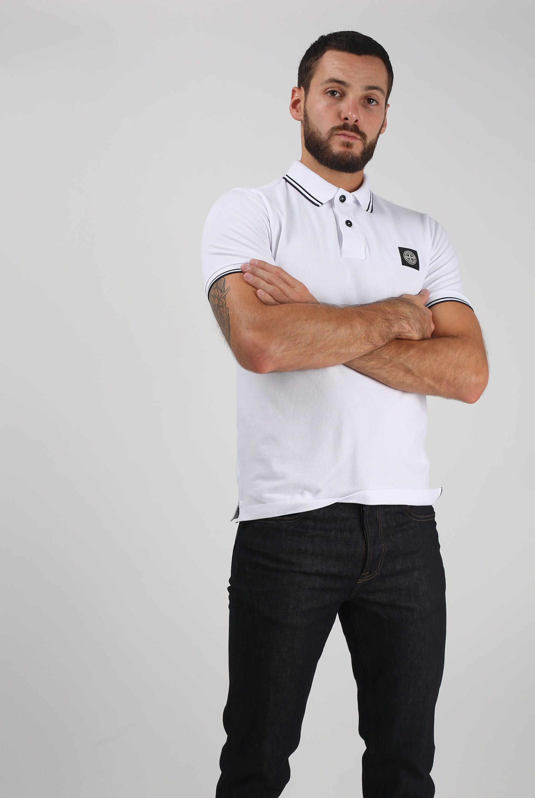 POLO STONE ISLAND BLANC 691522S18-V0001