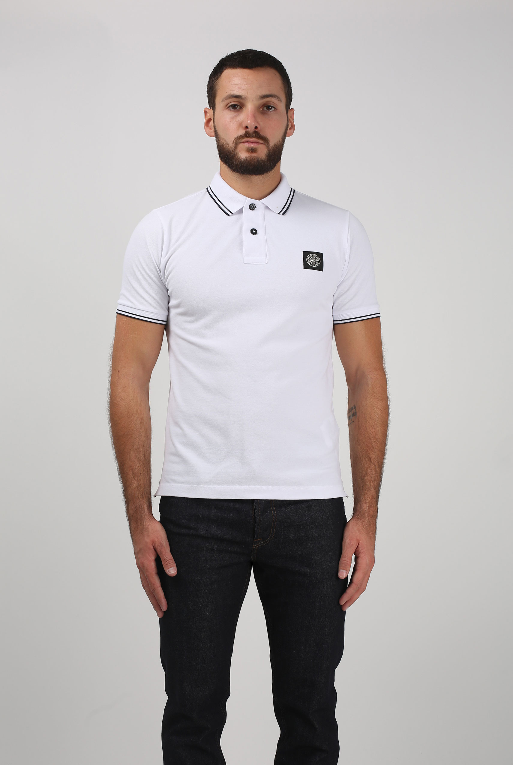 POLO STONE ISLAND BLANC 691522S18-V0001