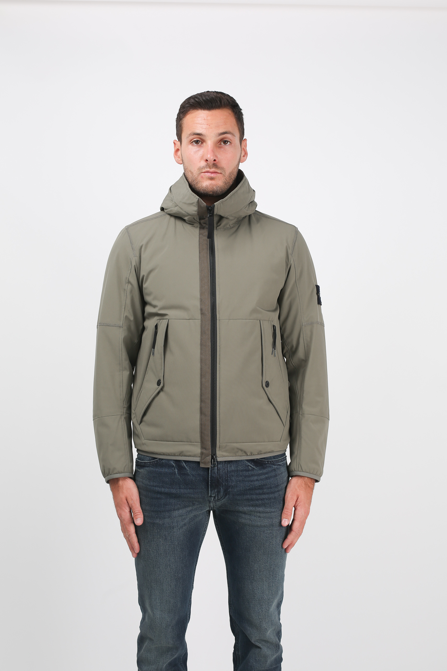 BLOUSON STONE ISLAND VERT OLIVE SOFT SHELL-R WITH PRIMALOFT 691541027-V0058