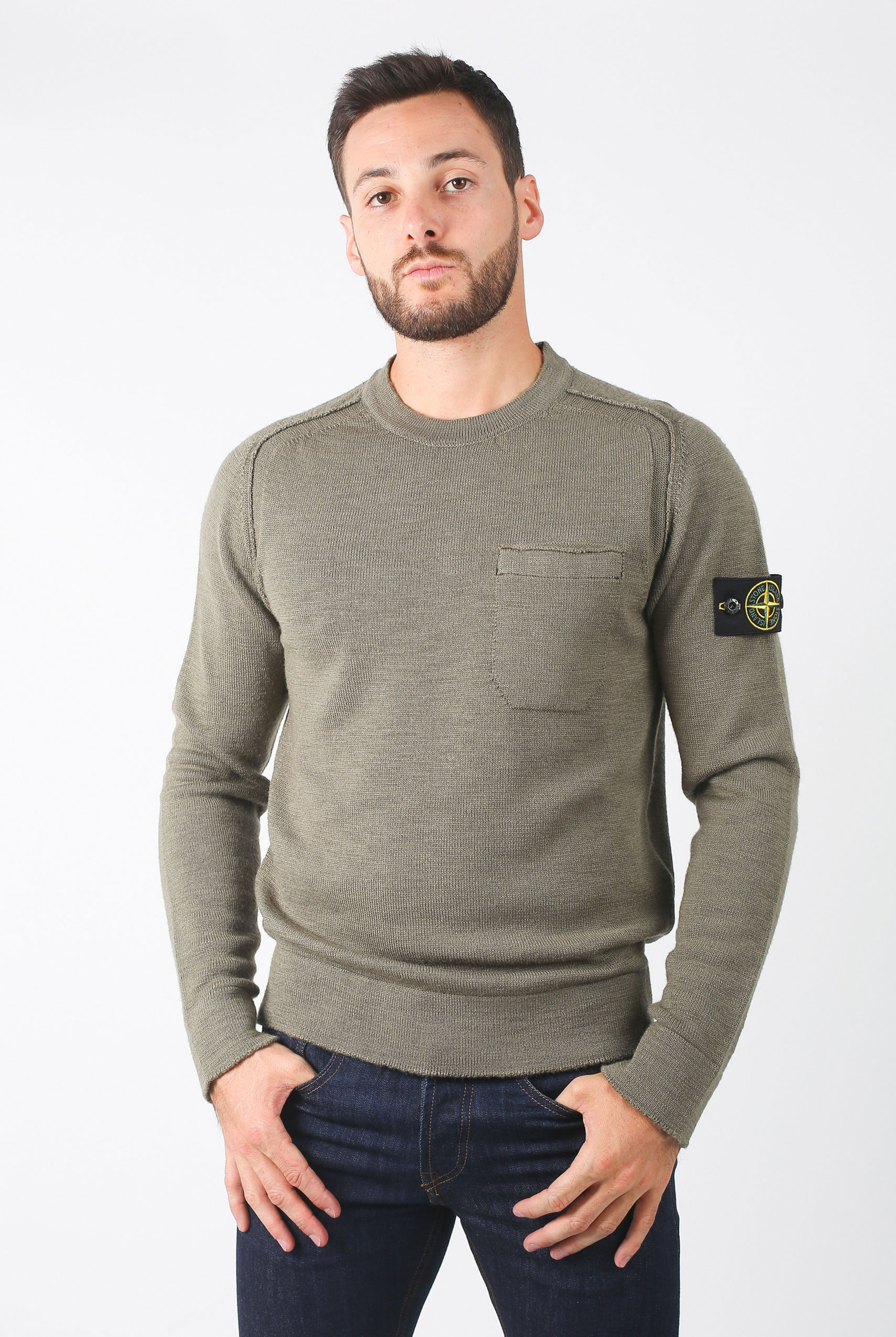 PULL STONE ISLAND VERT OLIVE 6915531D7-V0058