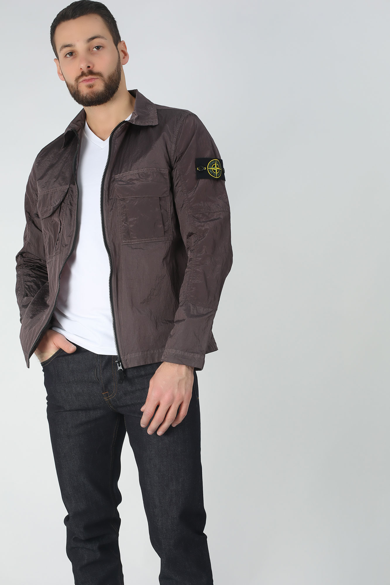 SURCHEMISE STONE ISLAND BLEU GRIS 701511117-V0063