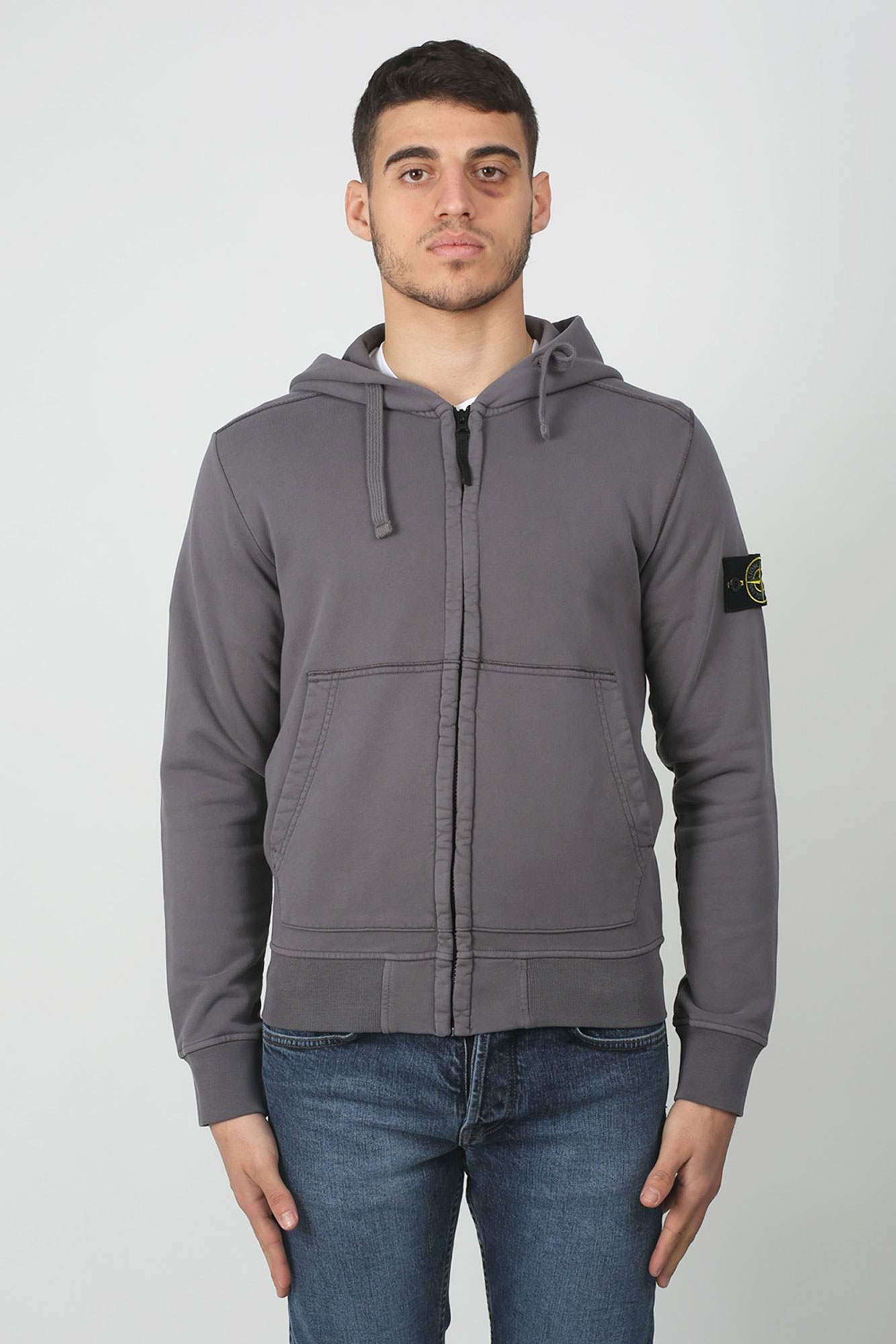 SWEAT-SHIRT ZIPP&Eacute; STONE ISLAND BLEU GRIS 701560251-V0063