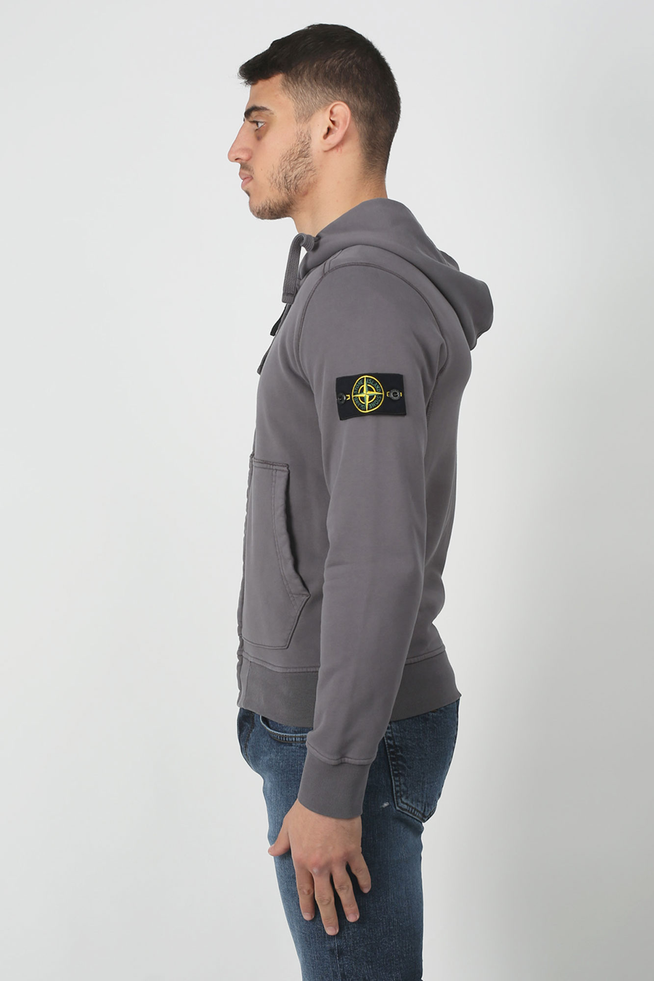 SWEAT-SHIRT ZIPP&Eacute; STONE ISLAND BLEU GRIS 701560251-V0063