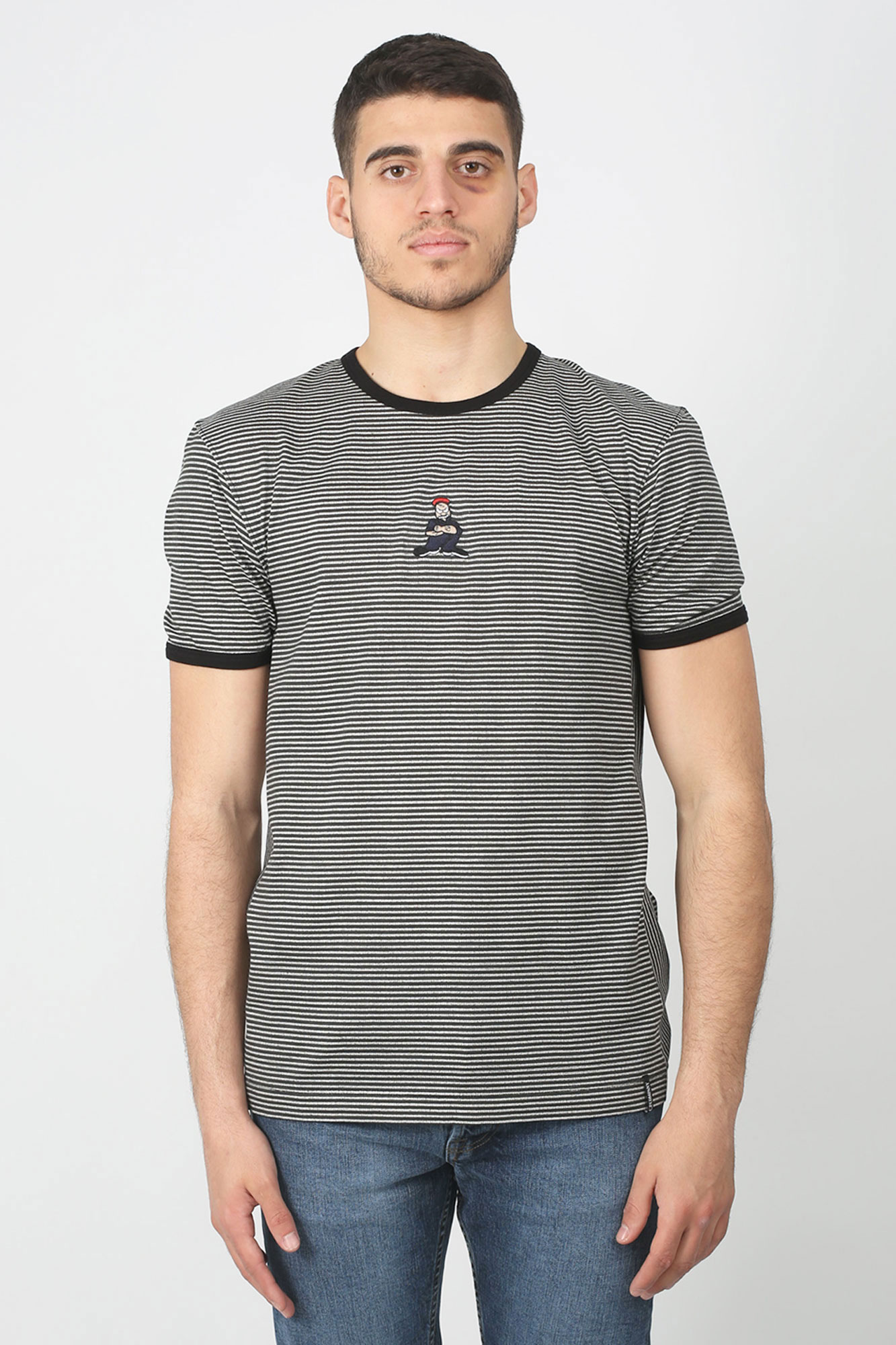 T-SHIRT C.P. COMPANY RAY&Eacute; NOIR ET BLANC S227A5436P-999