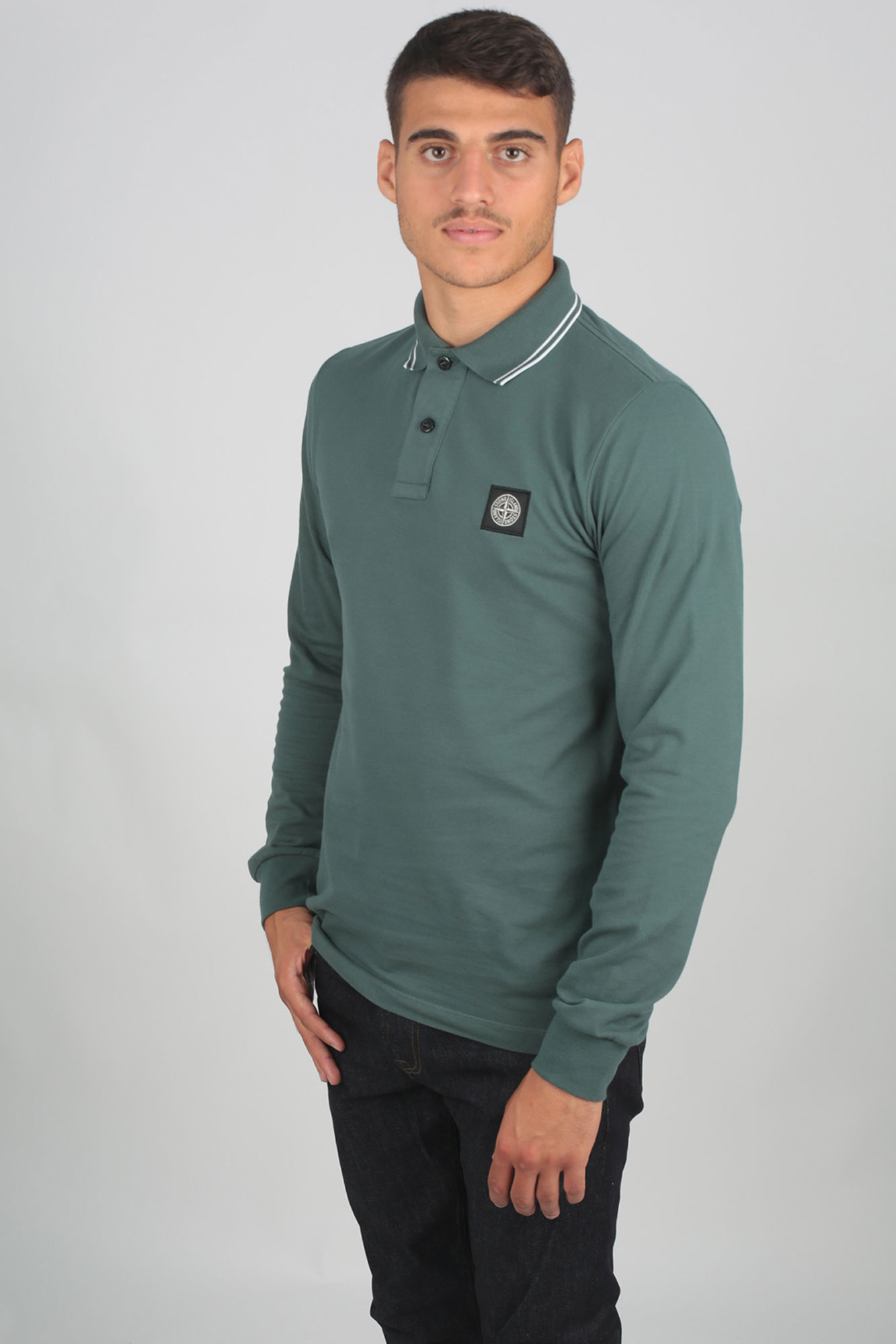 POLO STONE ISLAND BLEU P&Eacute;TROLE 71152SS18-V0057