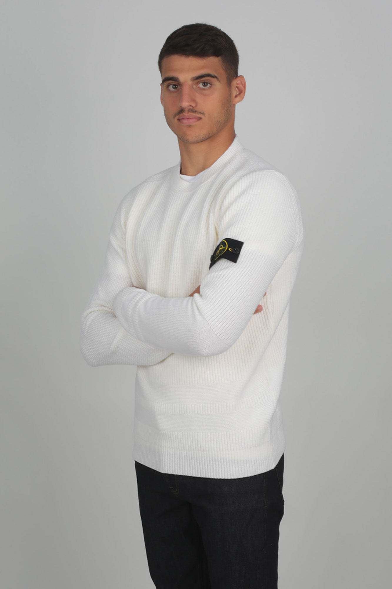 PULL STONE ISLAND BLANC 7115592A1-V0099