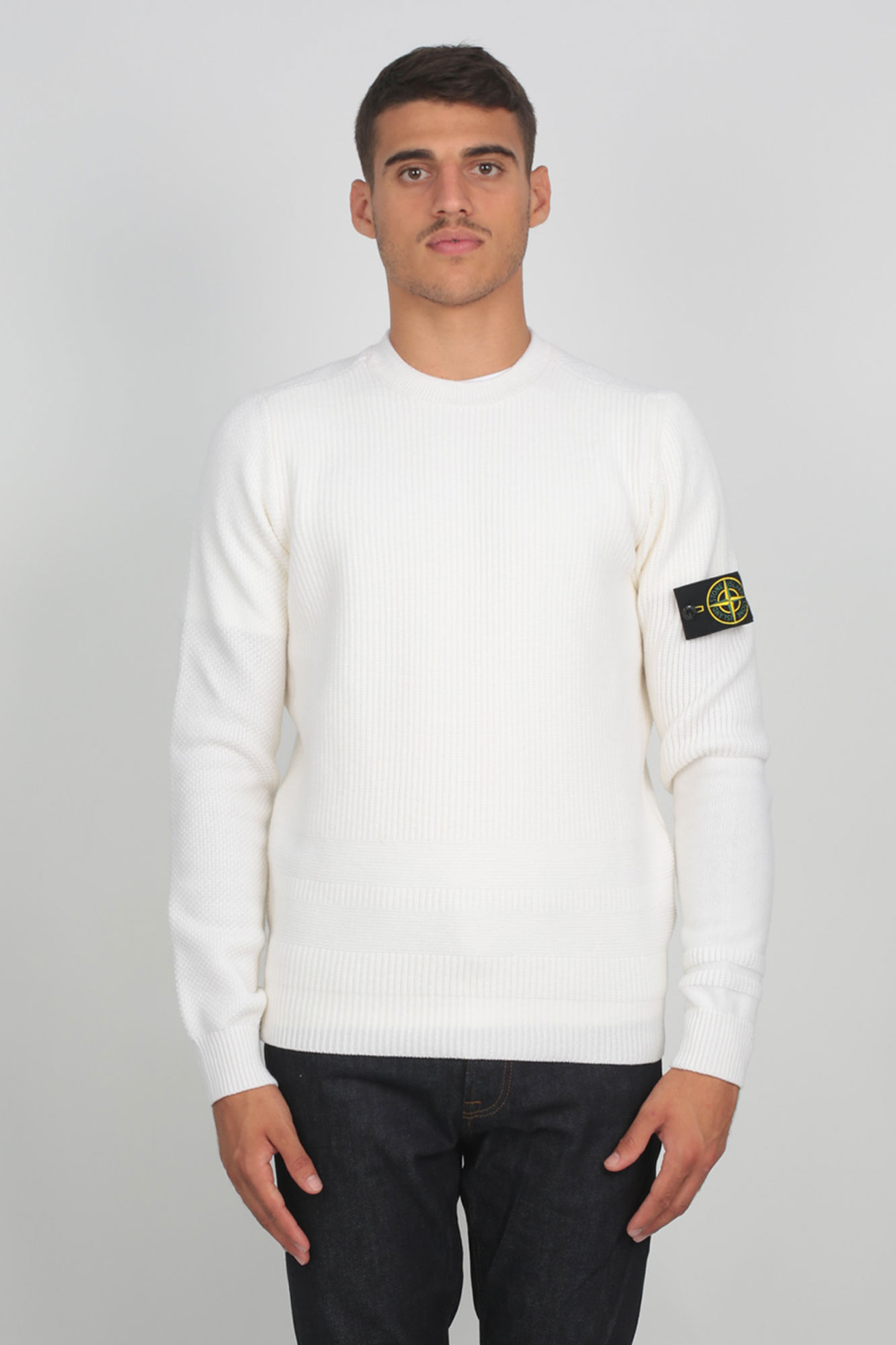 PULL STONE ISLAND BLANC 7115592A1-V0099