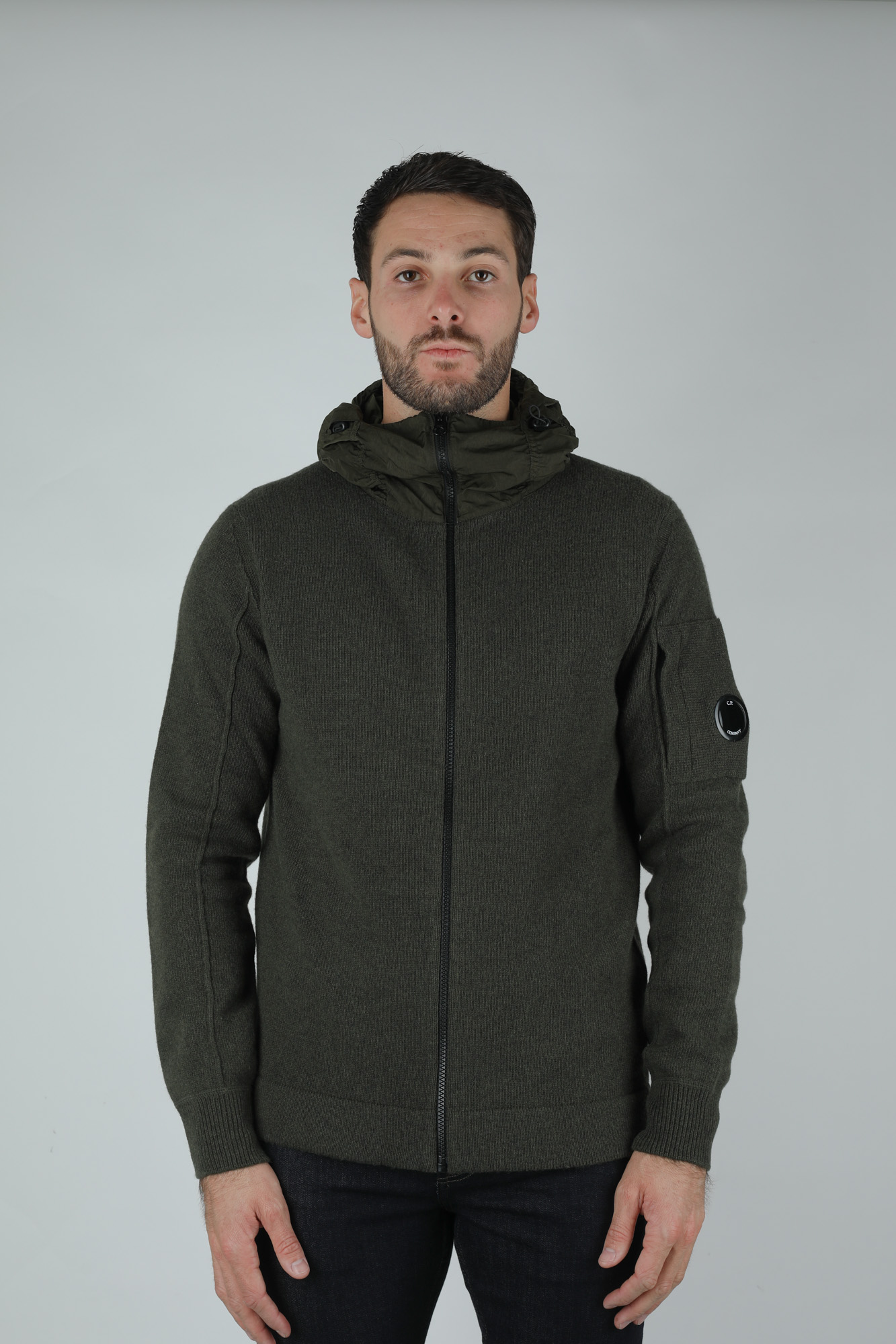 GILET EN LAINE C.P. COMPANY KAKI N07A5504M-661