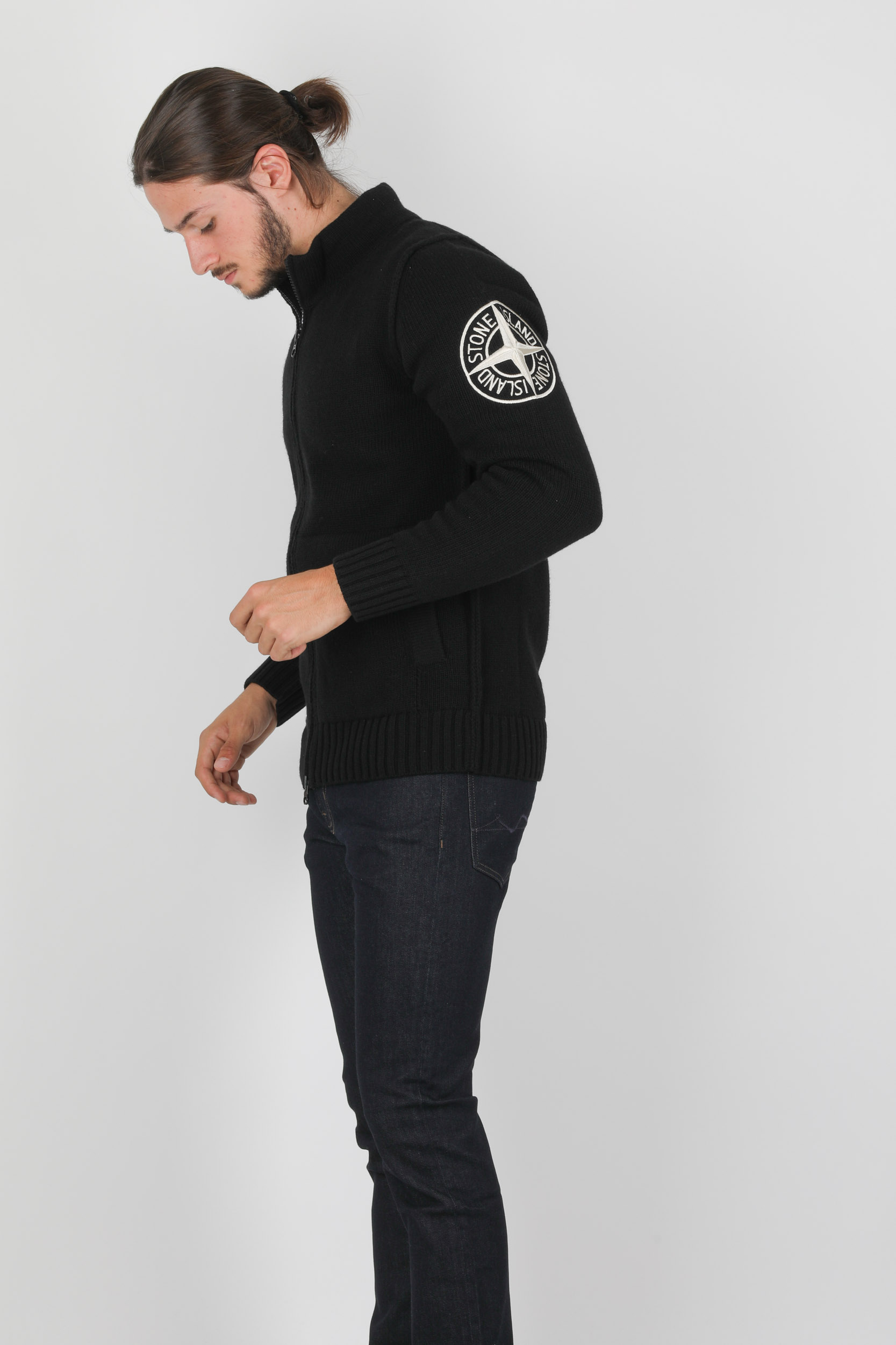 GILET EN LAINE STONE ISLAND NOIR 7315593C7-V0029