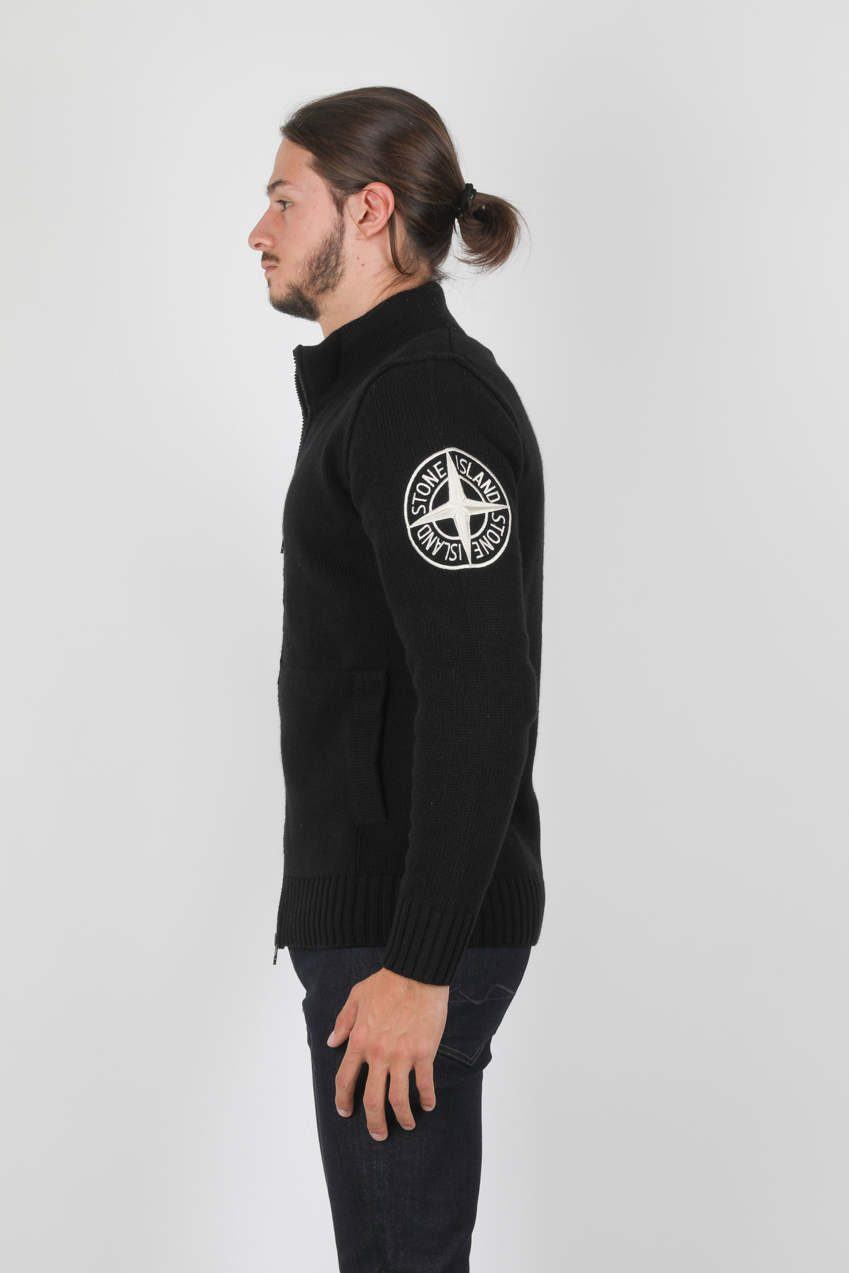 GILET EN LAINE STONE ISLAND NOIR 7315593C7-V0029