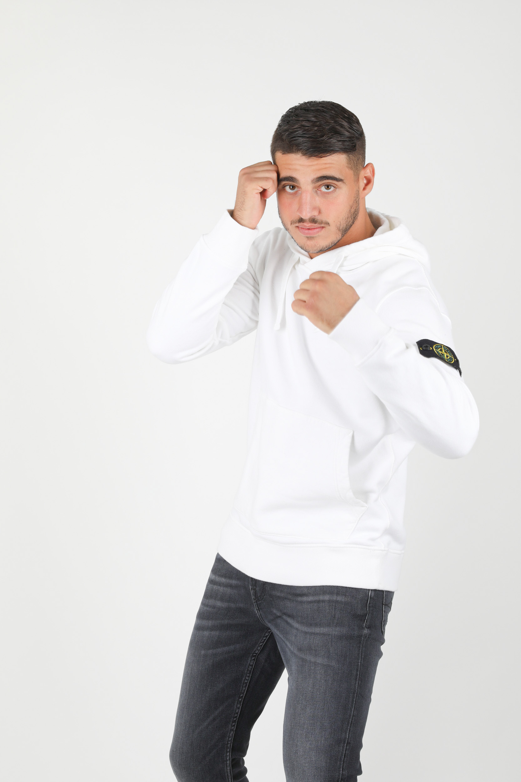 SWEAT CAPUCHE STONE ISLAND BLANC 731564120-V0001