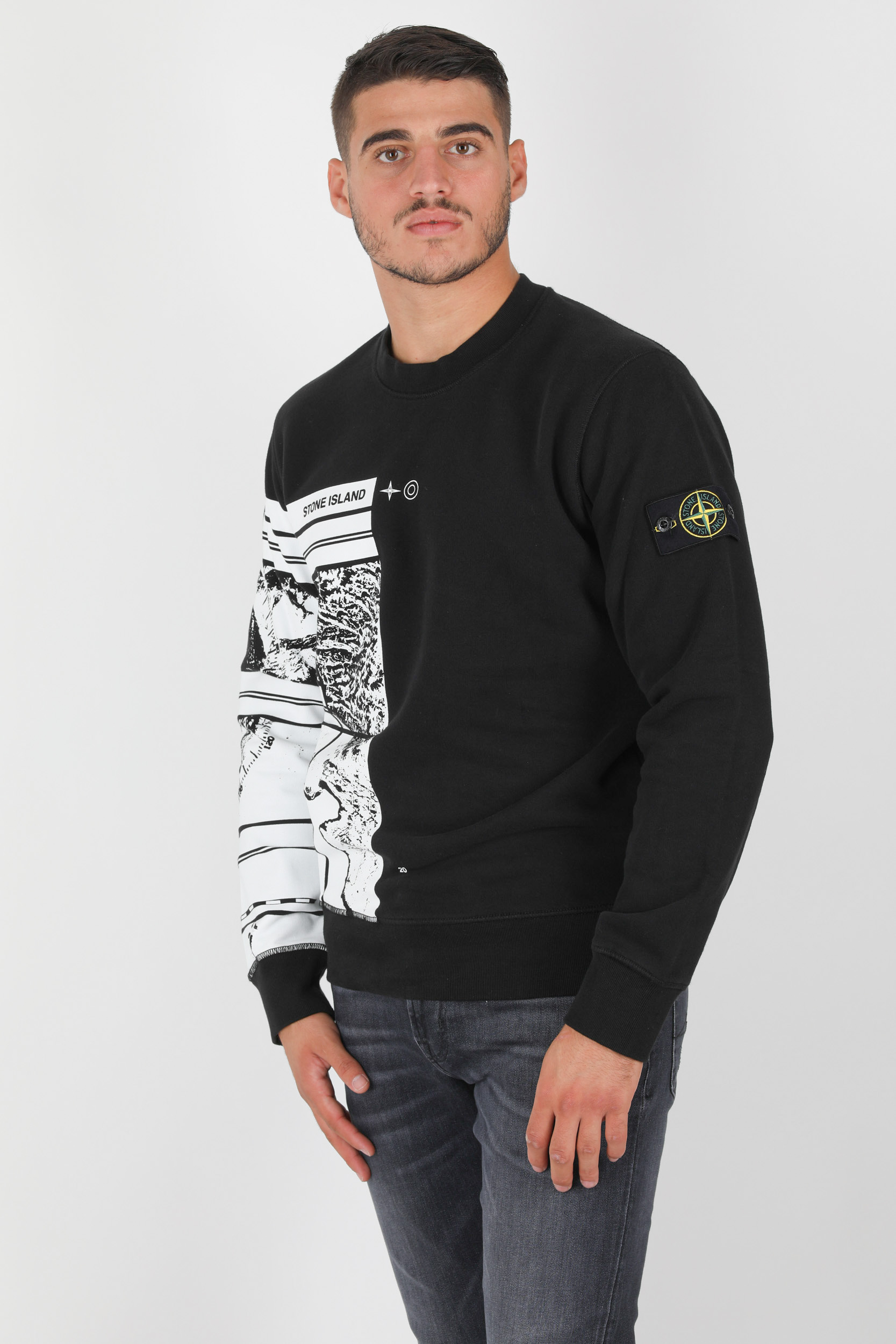 SWEAT STONE ISLAND NOIR 731563088-V0029