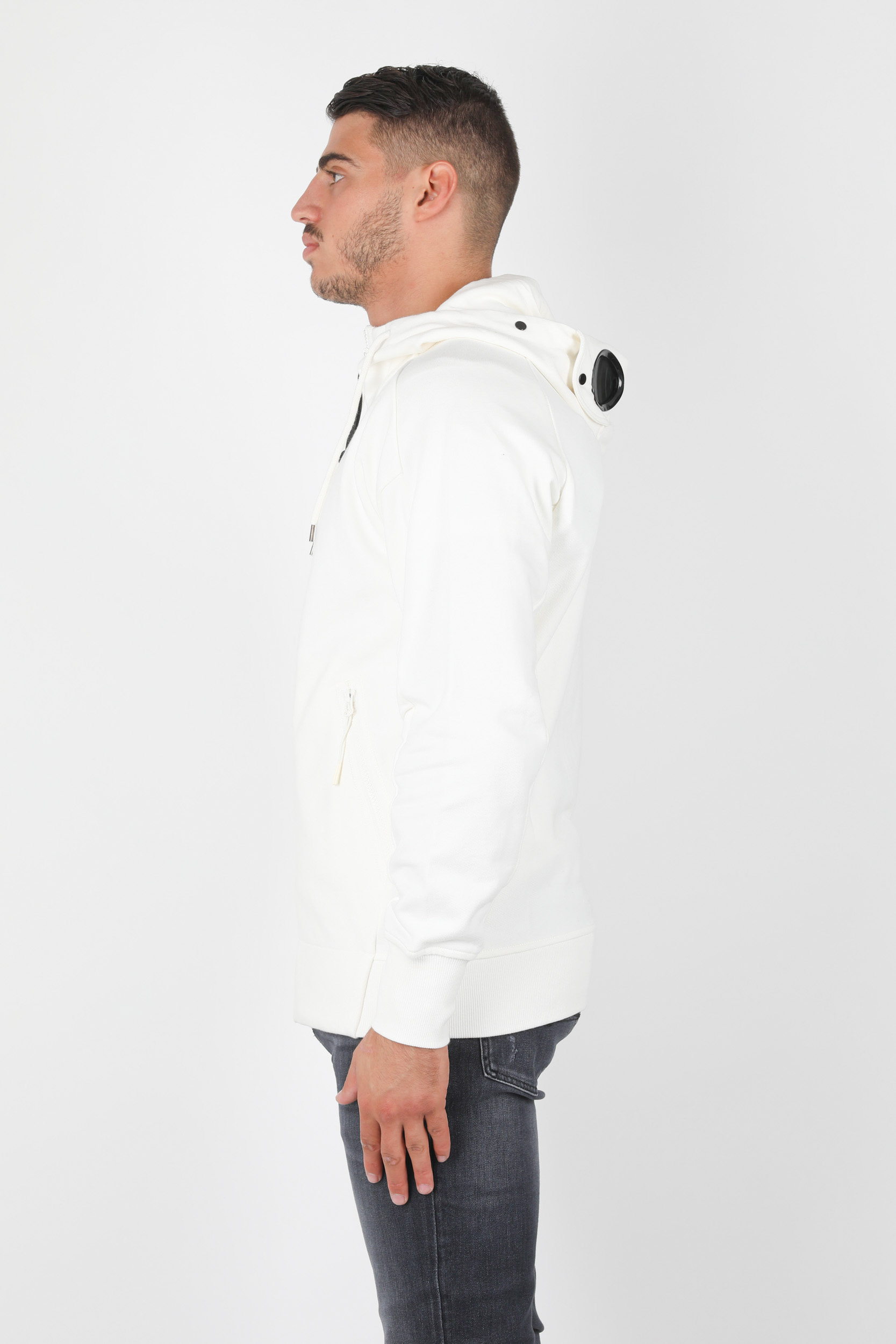 SWEAT ZIPPE C.P COMPANY BLANC S009A-103
