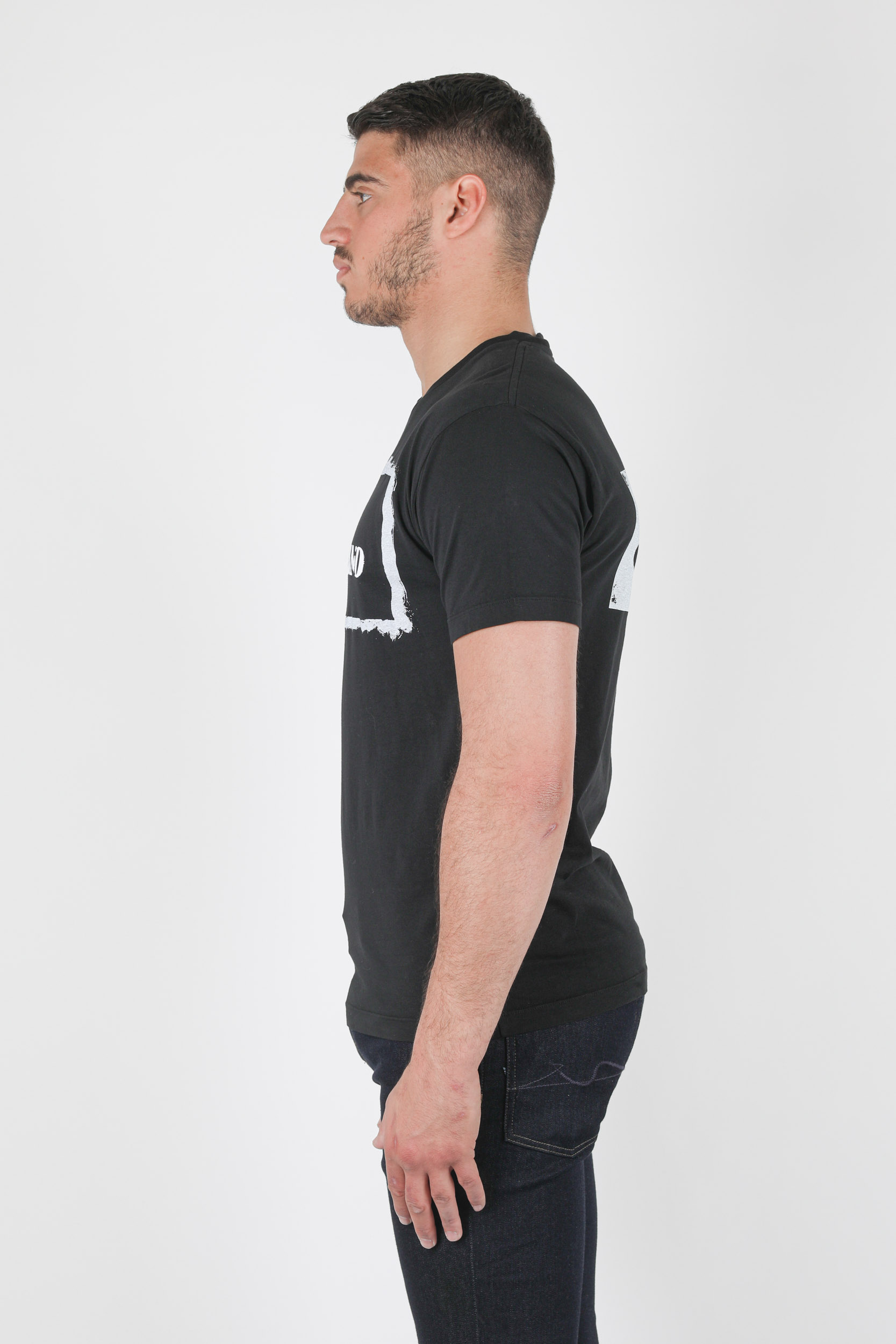 T-SHIRT STONE ISLAND NOIR EFFET PEINTURE BLANC 74152NS80-V0029