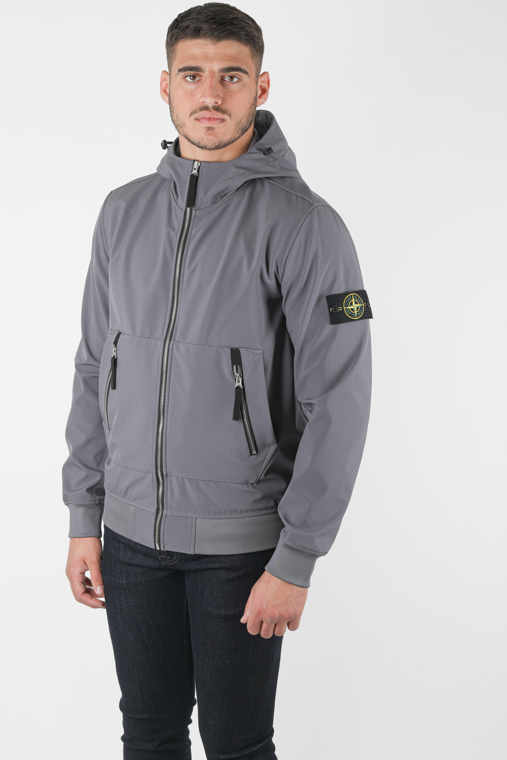 BLOUSON SOFT SHELL-R STONE ISLAND BLEU-GRIS 741540727-V0063