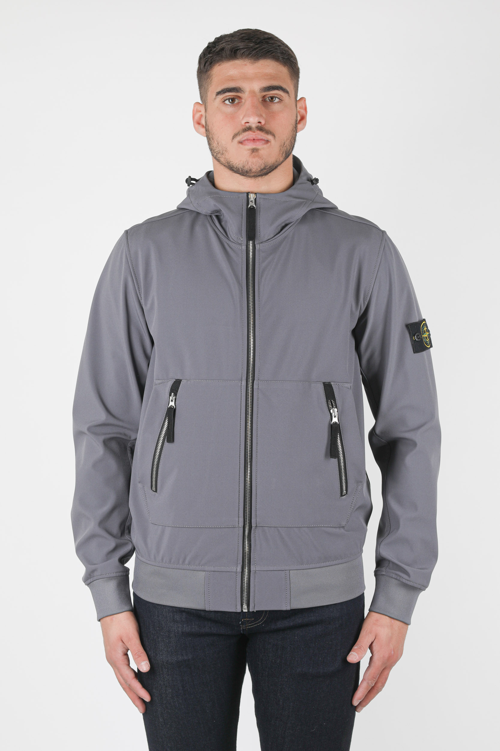 BLOUSON SOFT SHELL-R STONE ISLAND BLEU-GRIS 741540727-V0063