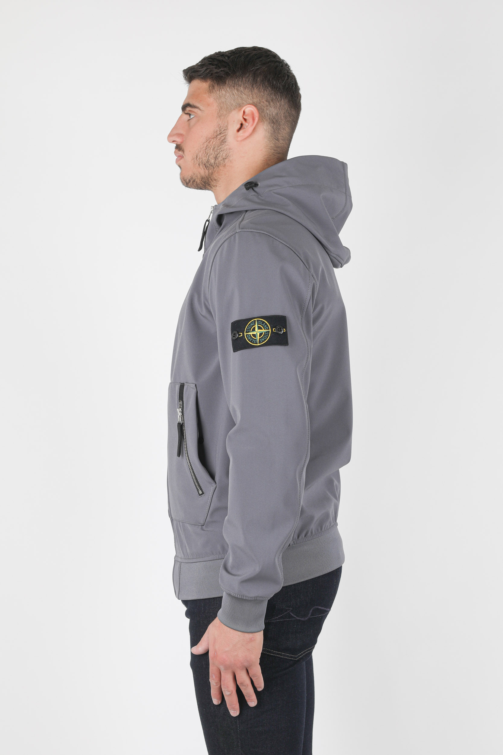 BLOUSON SOFT SHELL-R STONE ISLAND BLEU-GRIS 741540727-V0063