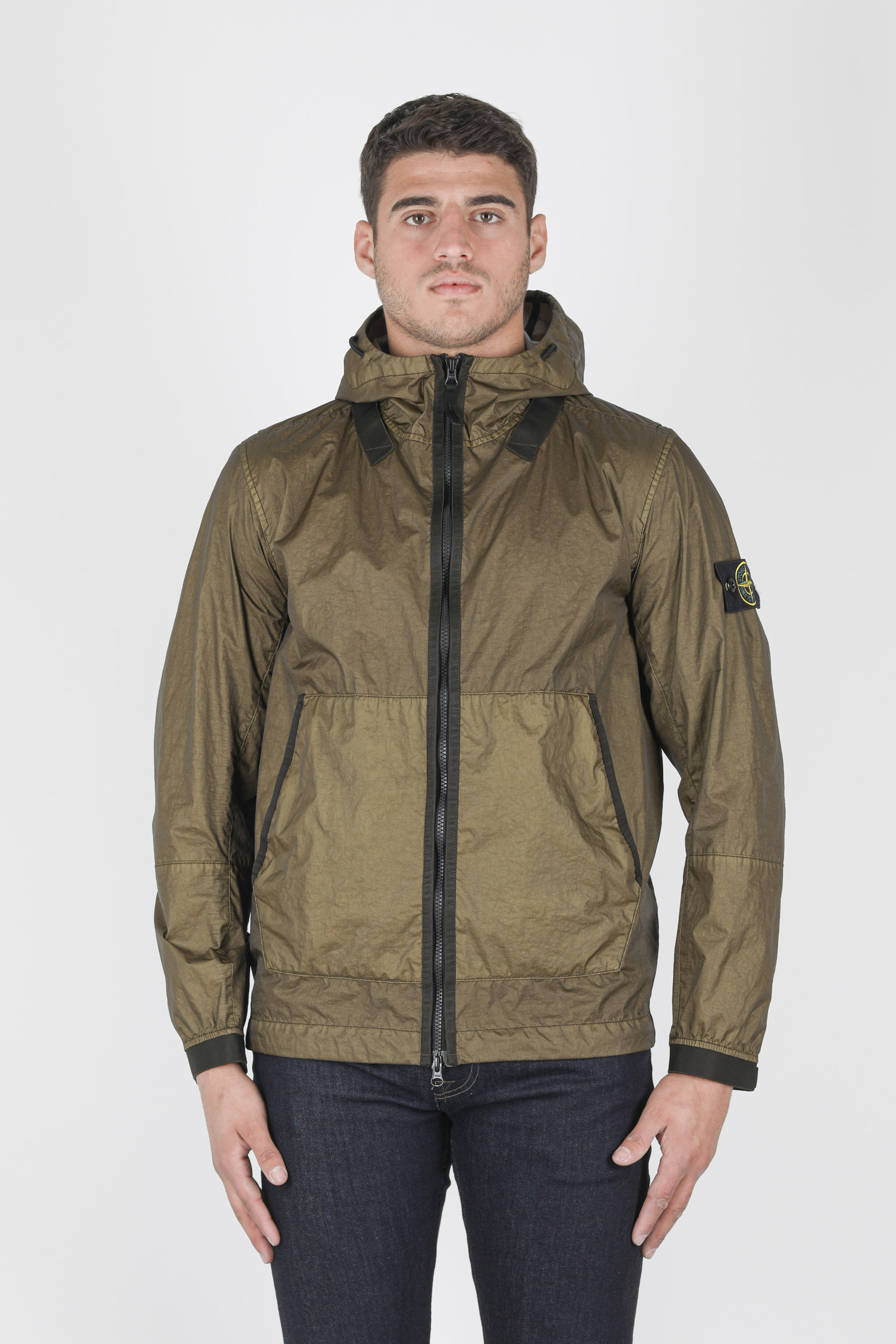 BLOUSON STONE ISLAND KAKI NYLON BRILLANT 741540523-V0058