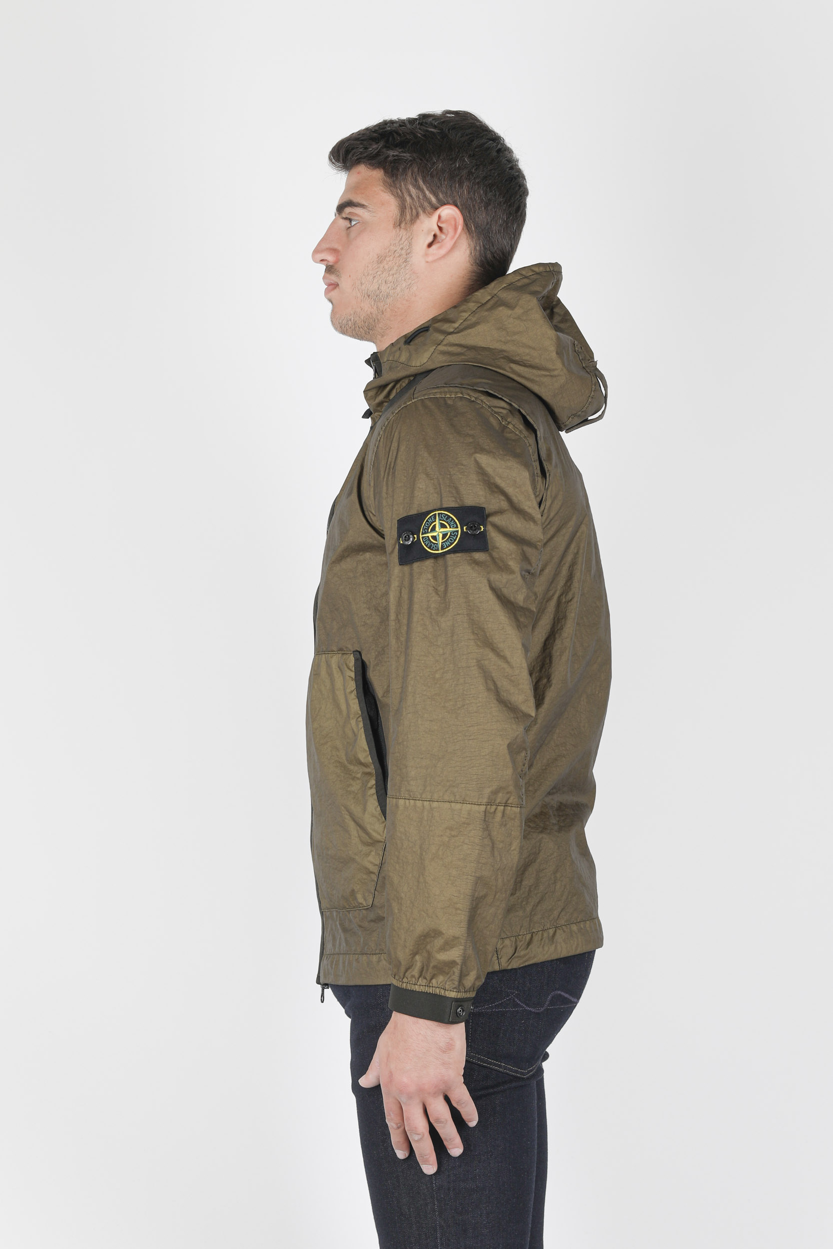 BLOUSON STONE ISLAND KAKI NYLON BRILLANT 741540523-V0058